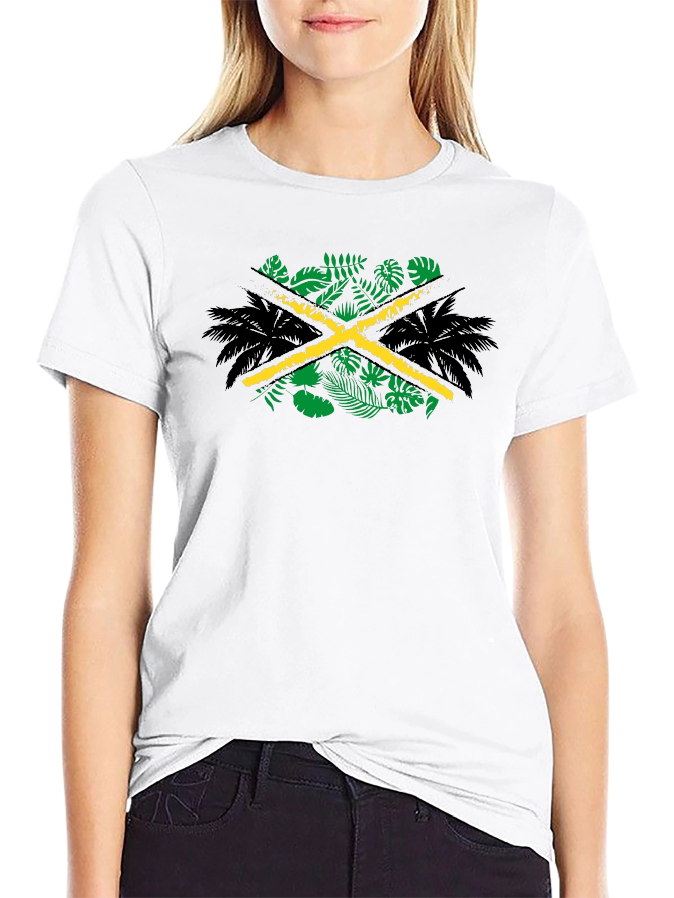 Jamaica Flag Palm Tree Graphic Tee