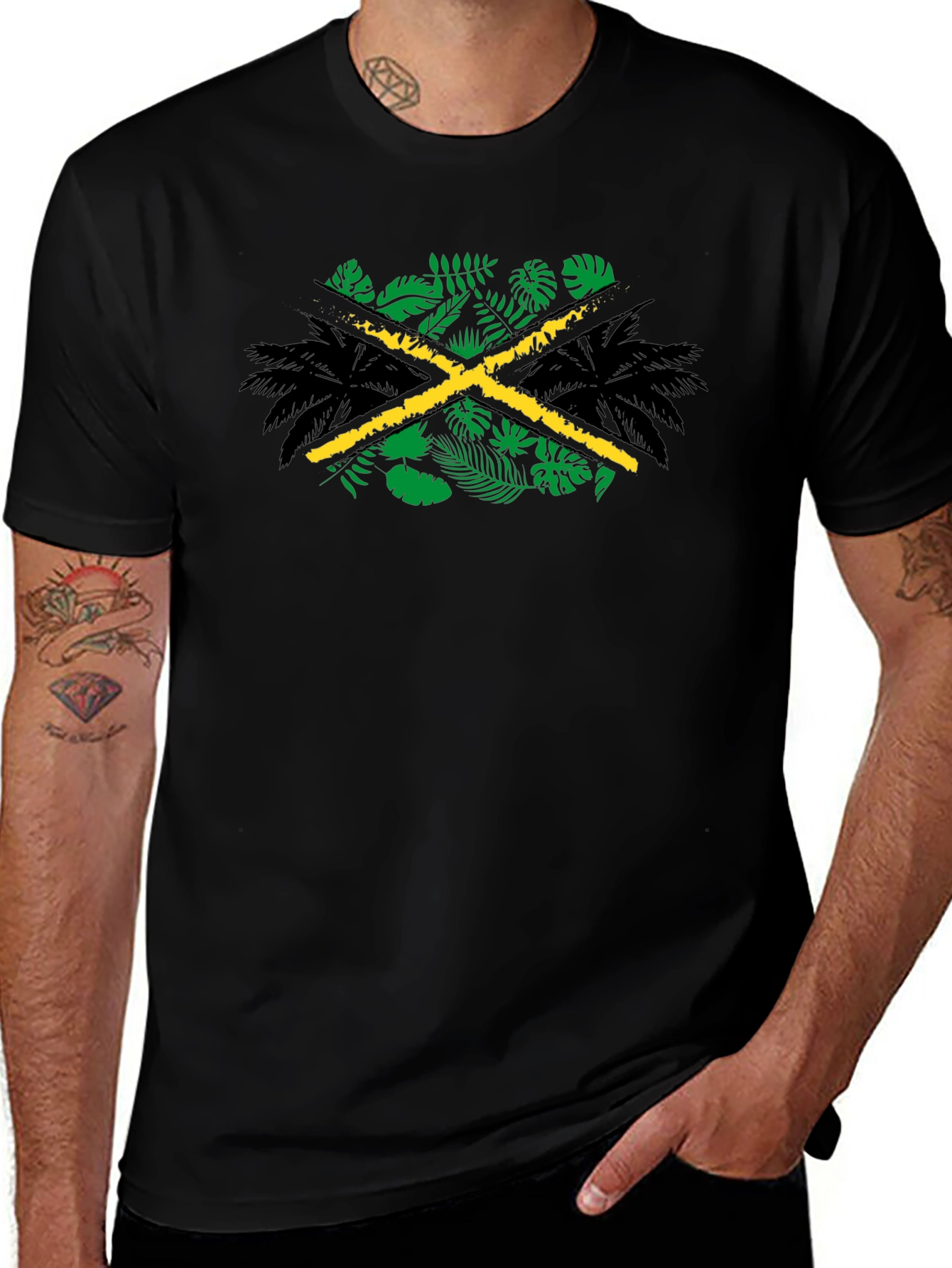 Jamaica Flag Palm Tree Graphic Tee