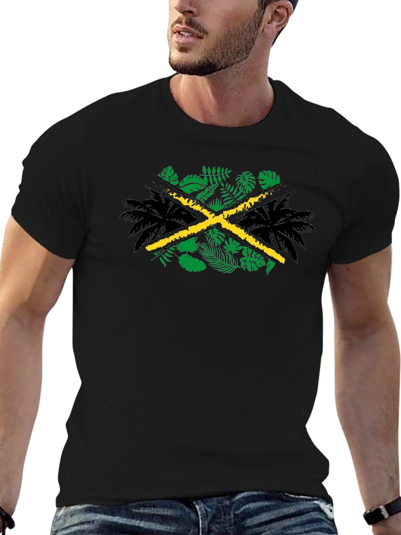 Jamaica Flag Palm Tree Graphic Tee