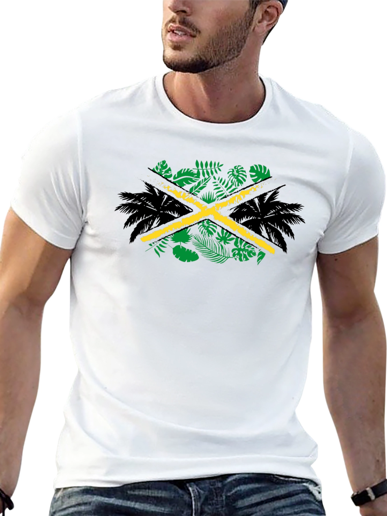 Jamaica Flag Palm Tree Graphic Tee