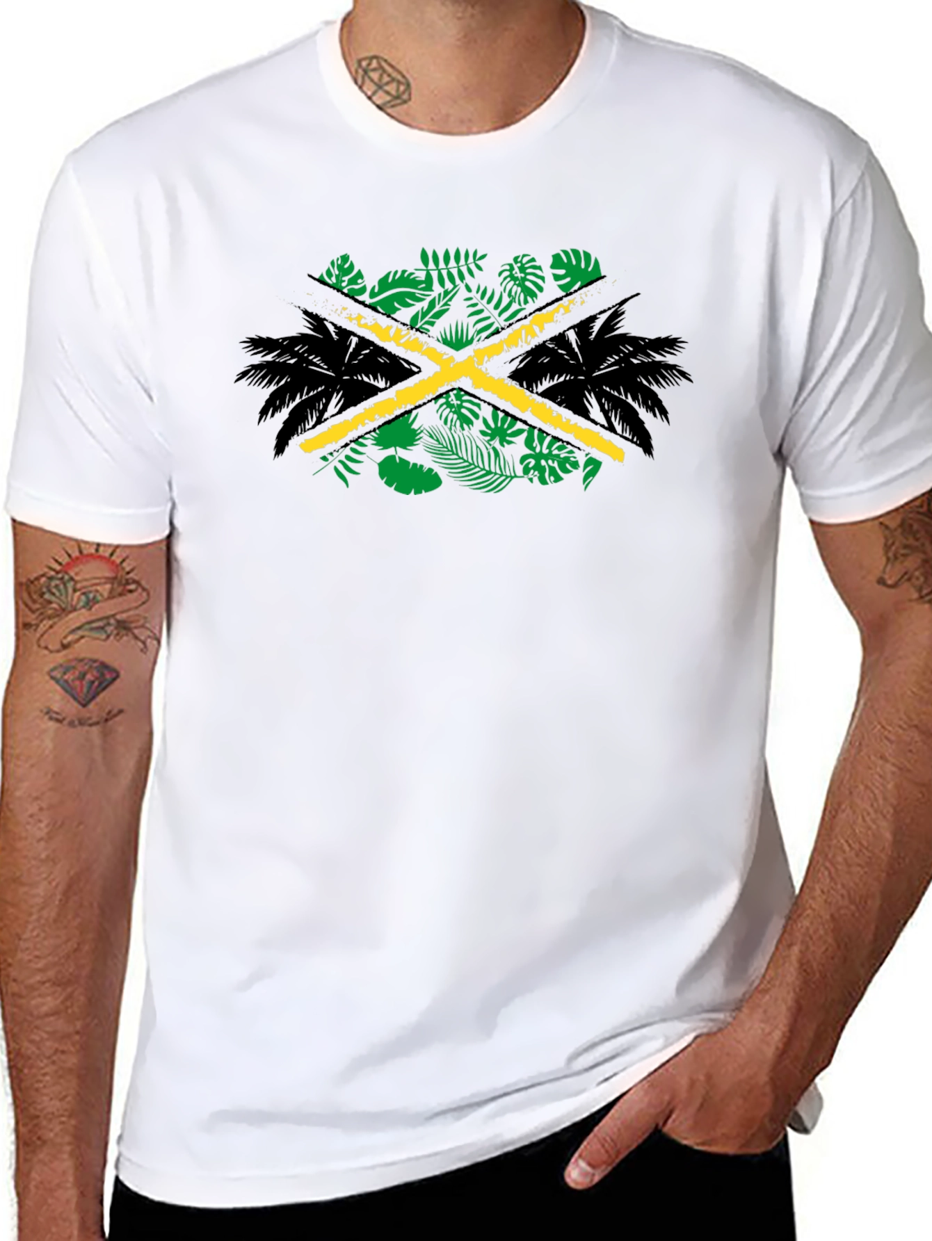 Jamaica Flag Palm Tree Graphic Tee