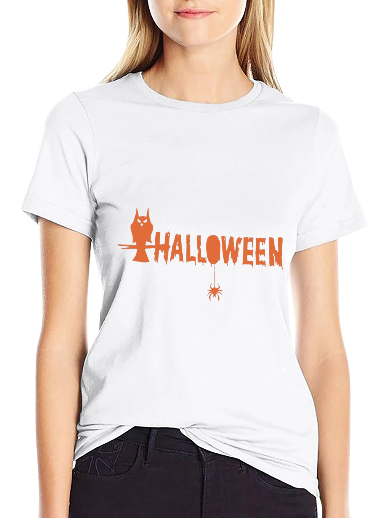 Halloween Owl Spider Graphic T-Shirt