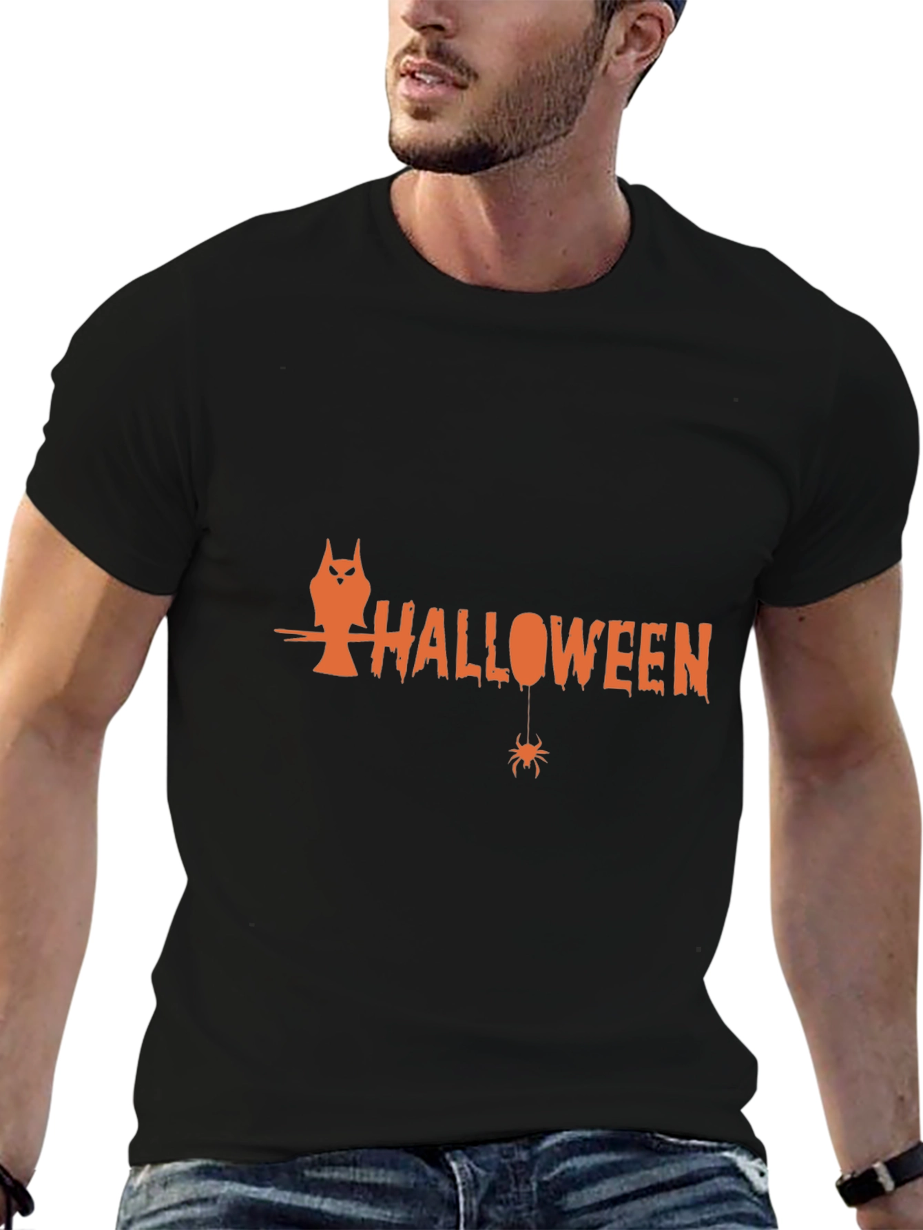 Halloween Owl Spider Graphic T-Shirt