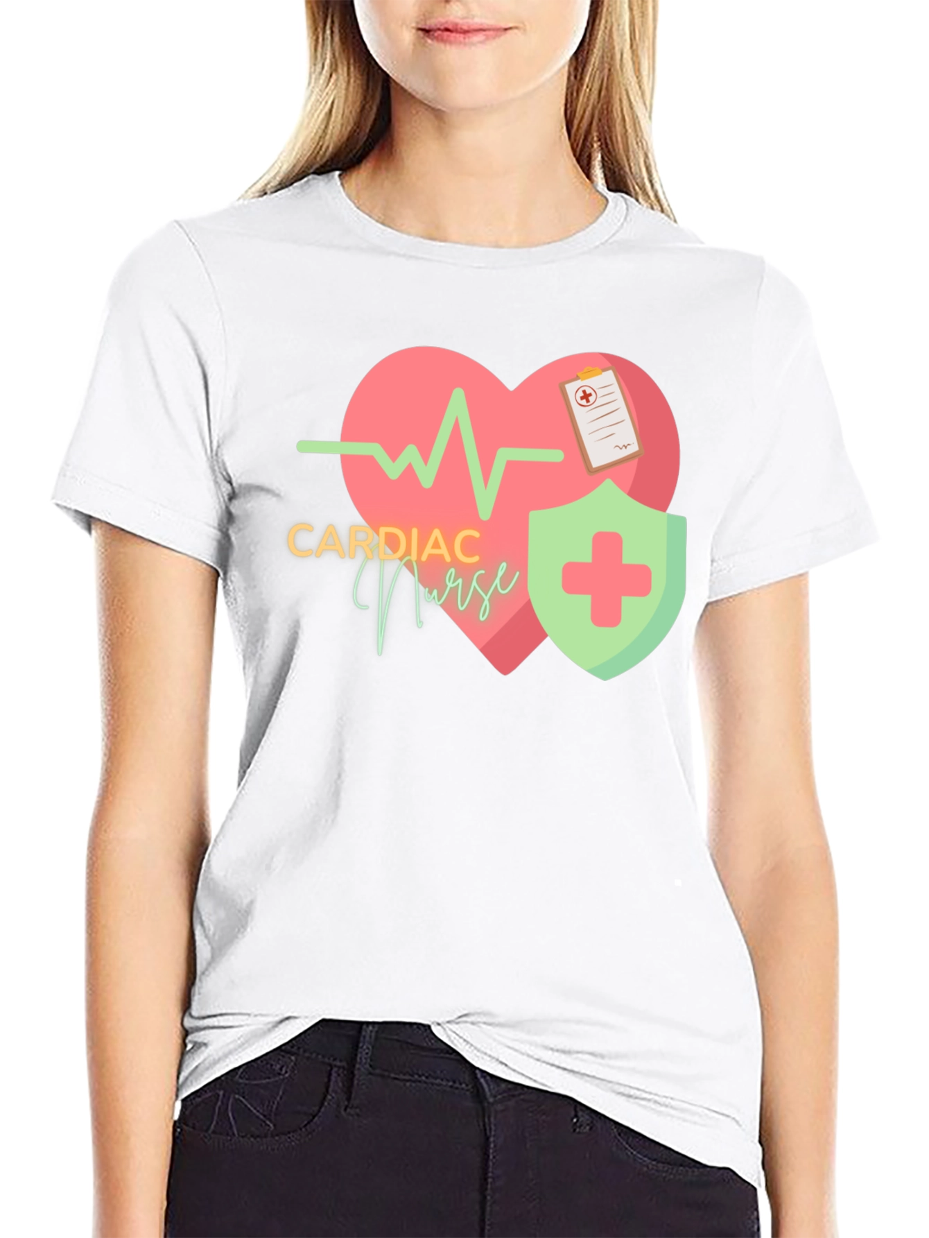 Cardiac Nurse T-Shirt - Heartbeat Design