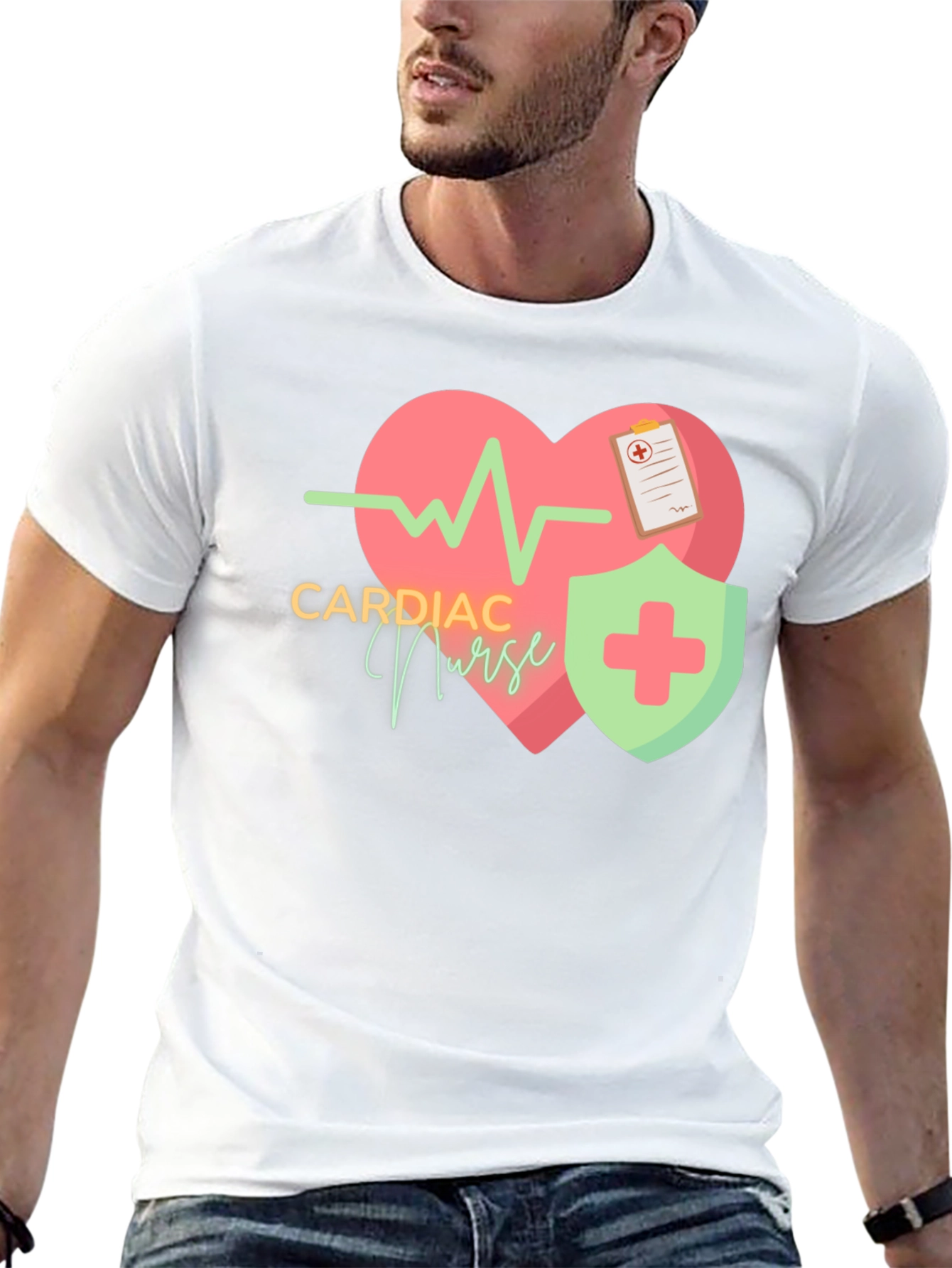 Cardiac Nurse T-Shirt - Heartbeat Design