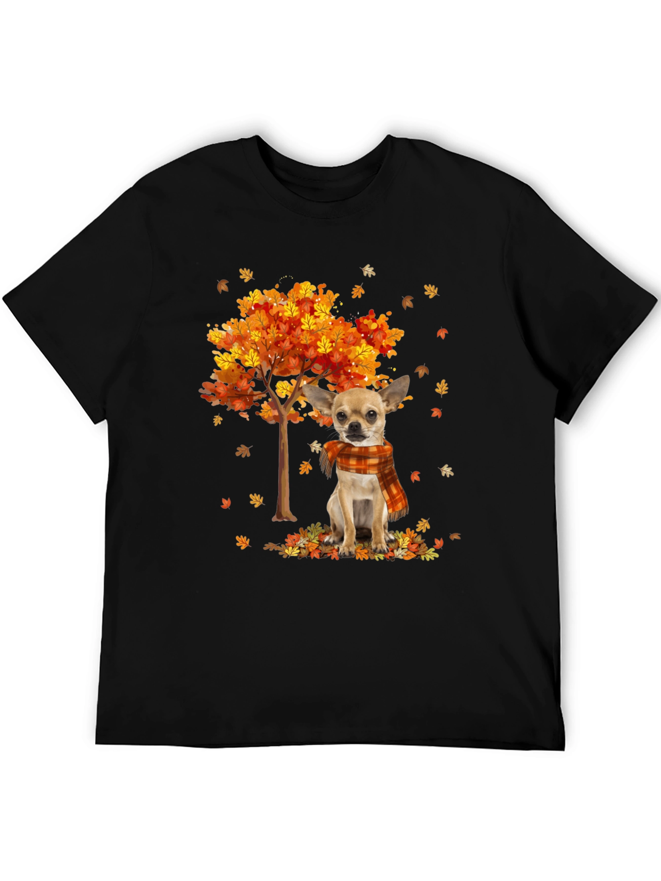Autumn Chihuahua Black T-Shirt
