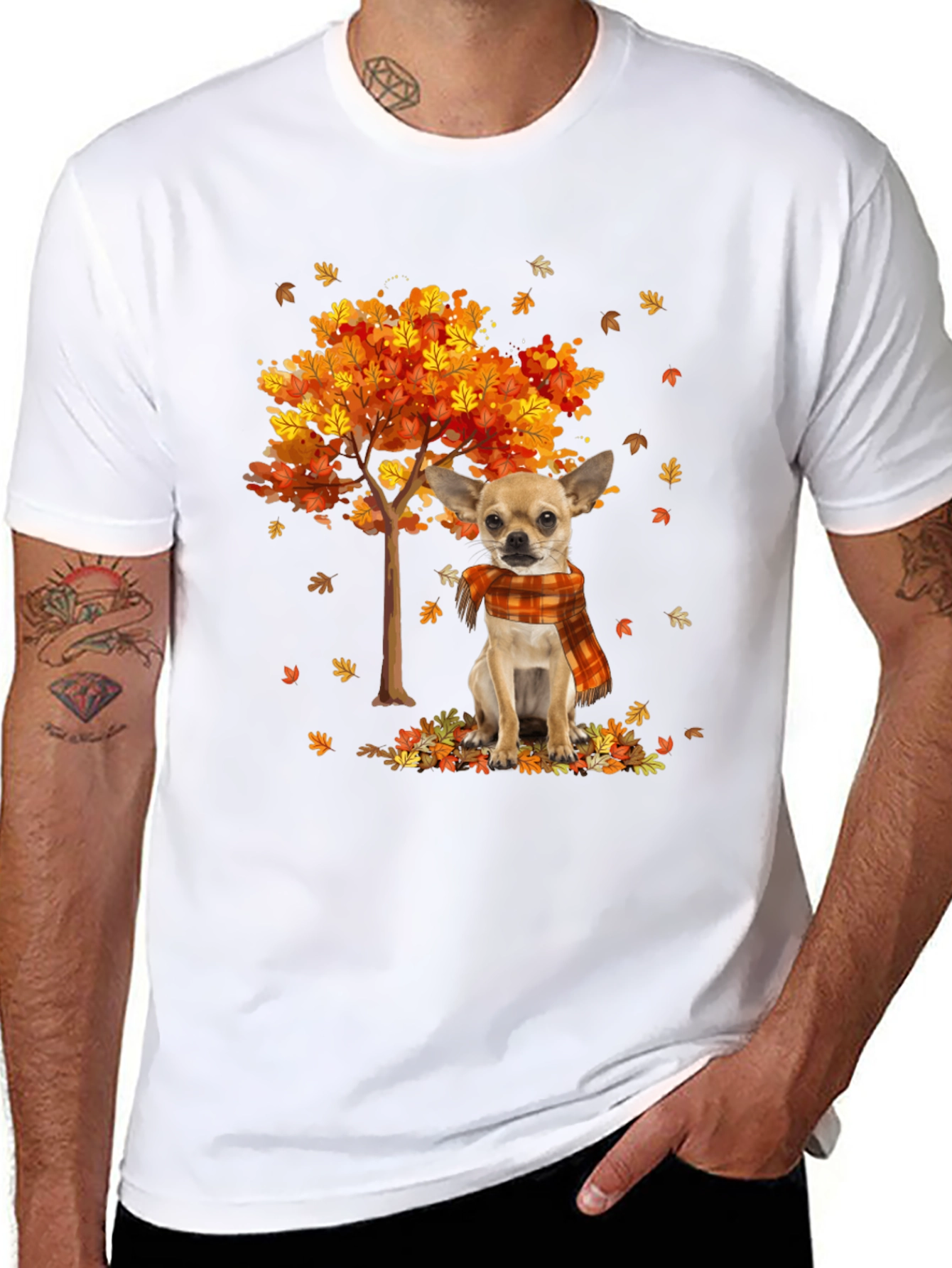 Autumn Chihuahua Black T-Shirt