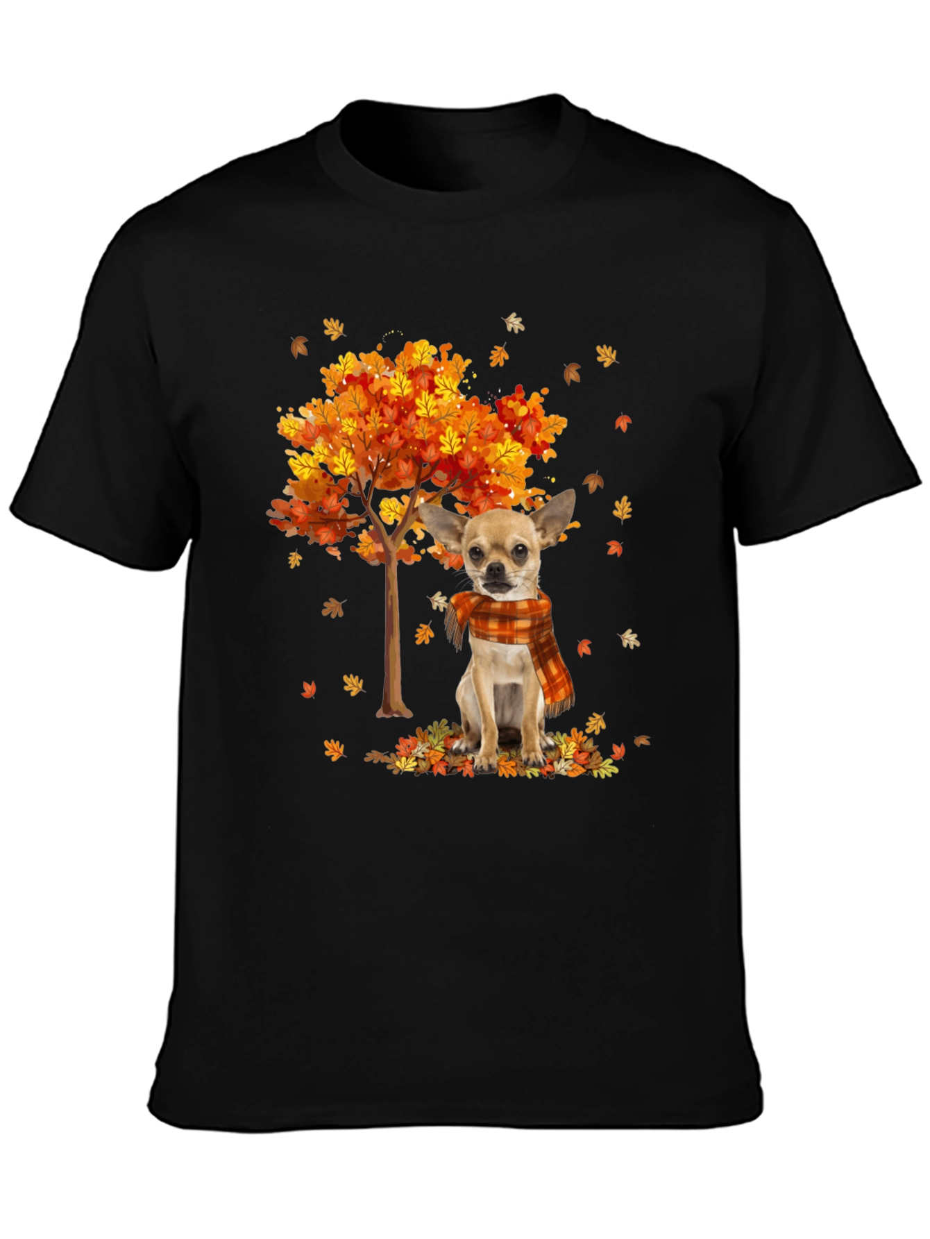 Autumn Chihuahua Black T-Shirt
