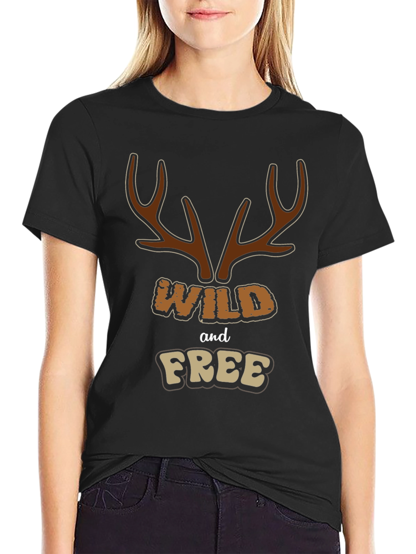Wild and Free Graphic Tee - Black Cotton Blend