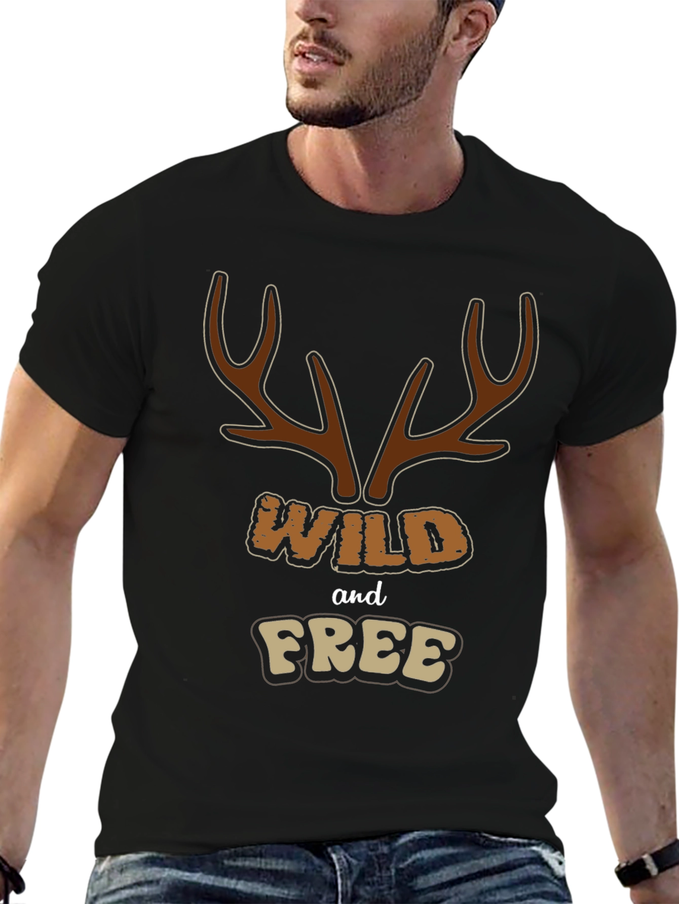 Wild and Free Graphic Tee - Black Cotton Blend
