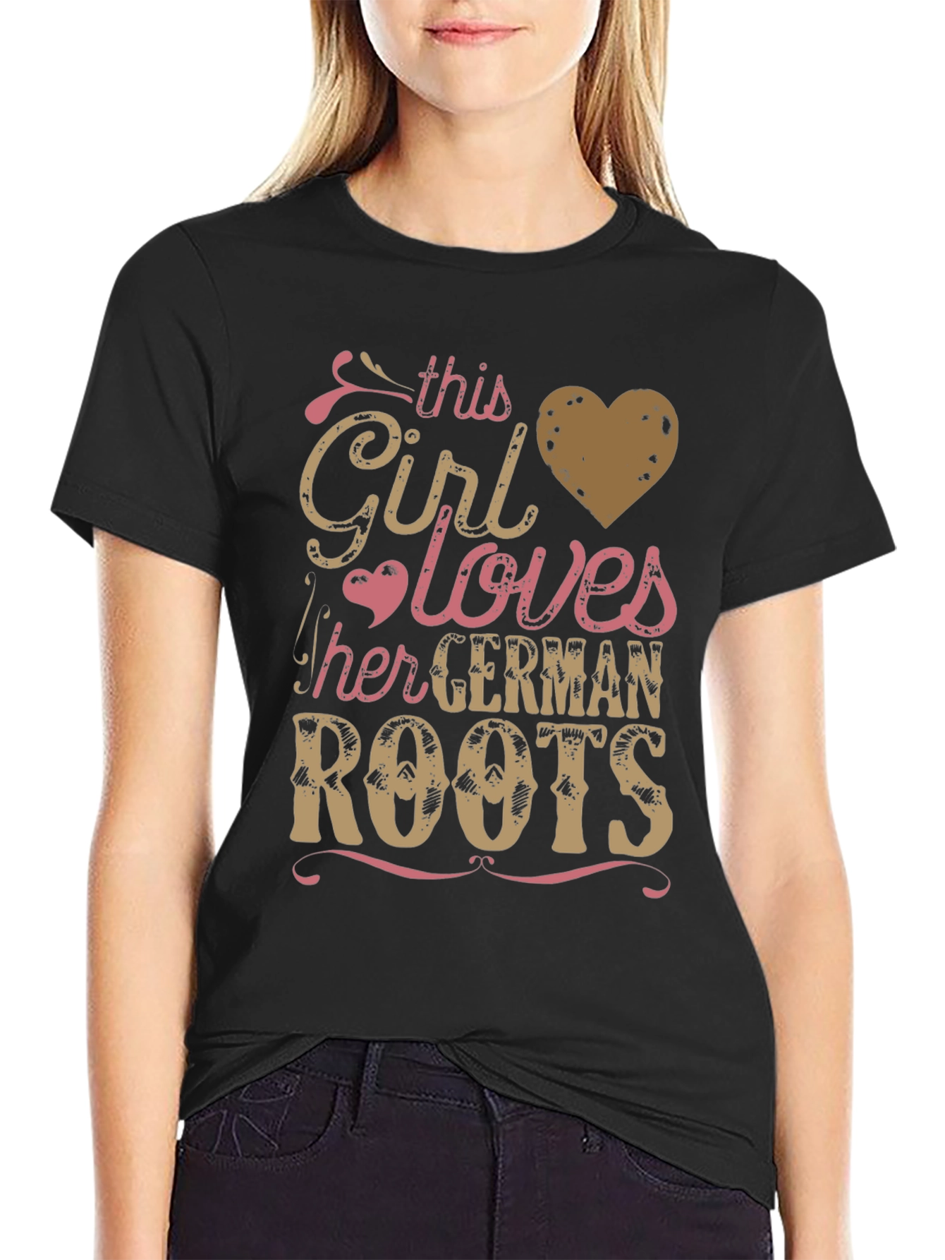 German Roots Girls T-Shirt - Black