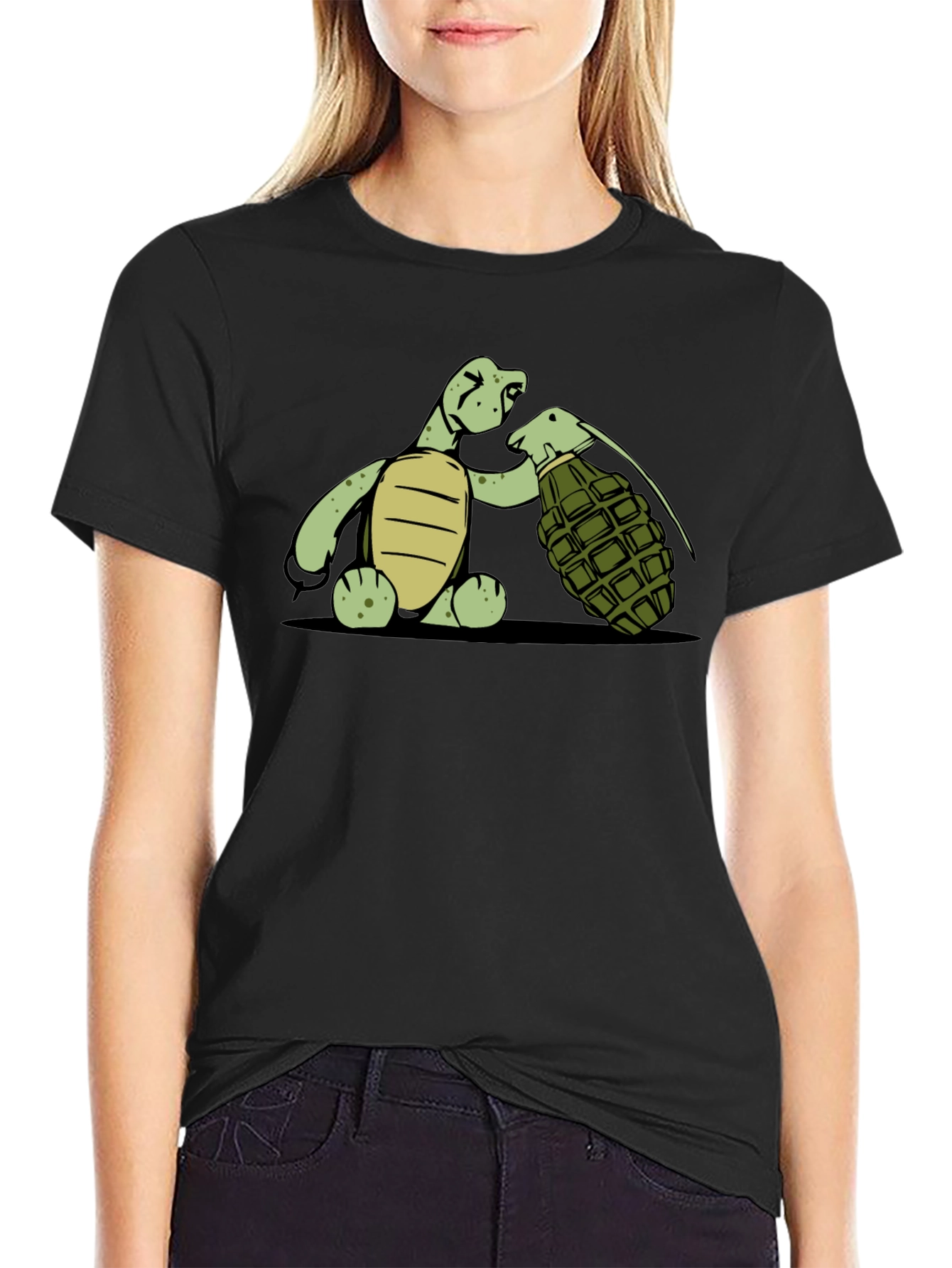 Turtle With Grenade Graphic T-Shirt
