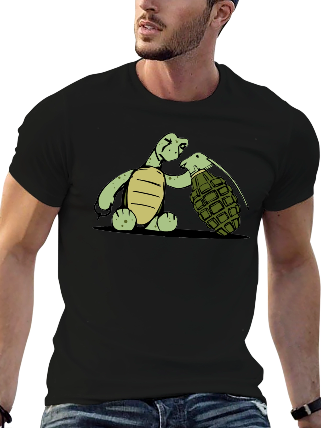 Turtle With Grenade Graphic T-Shirt