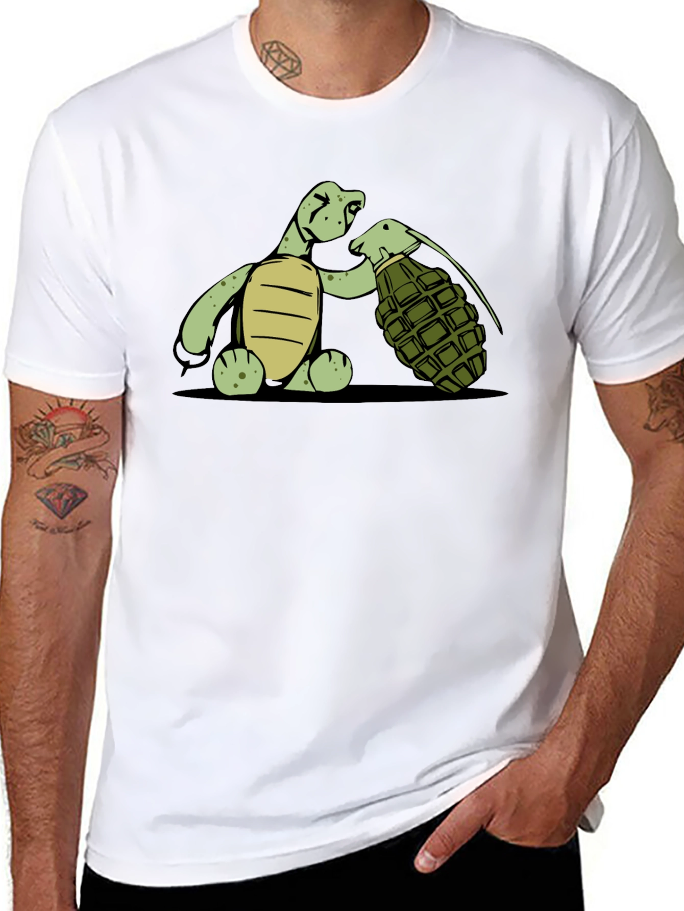 Turtle With Grenade Graphic T-Shirt