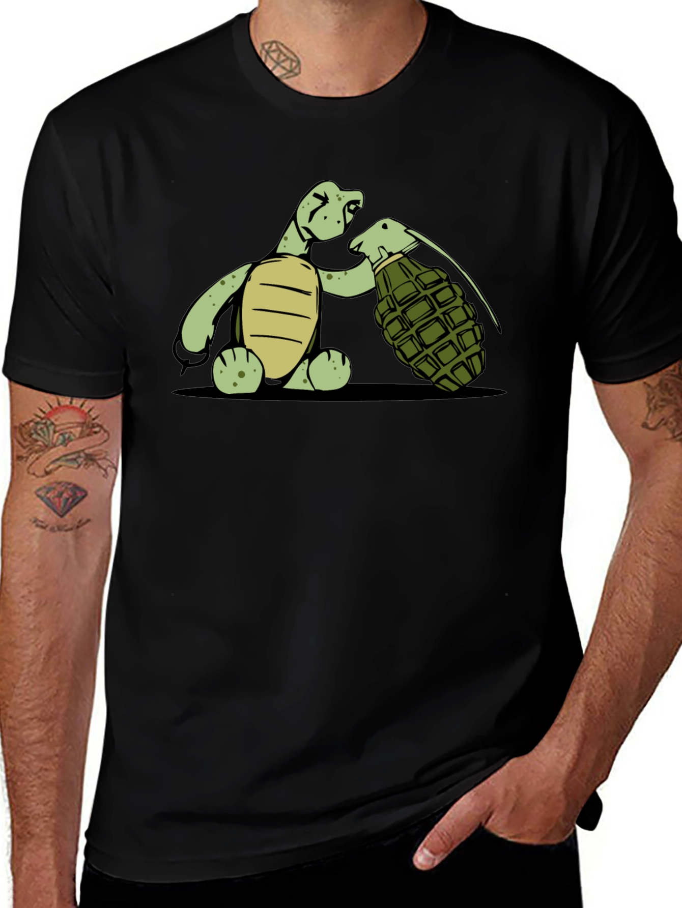 Turtle With Grenade Graphic T-Shirt