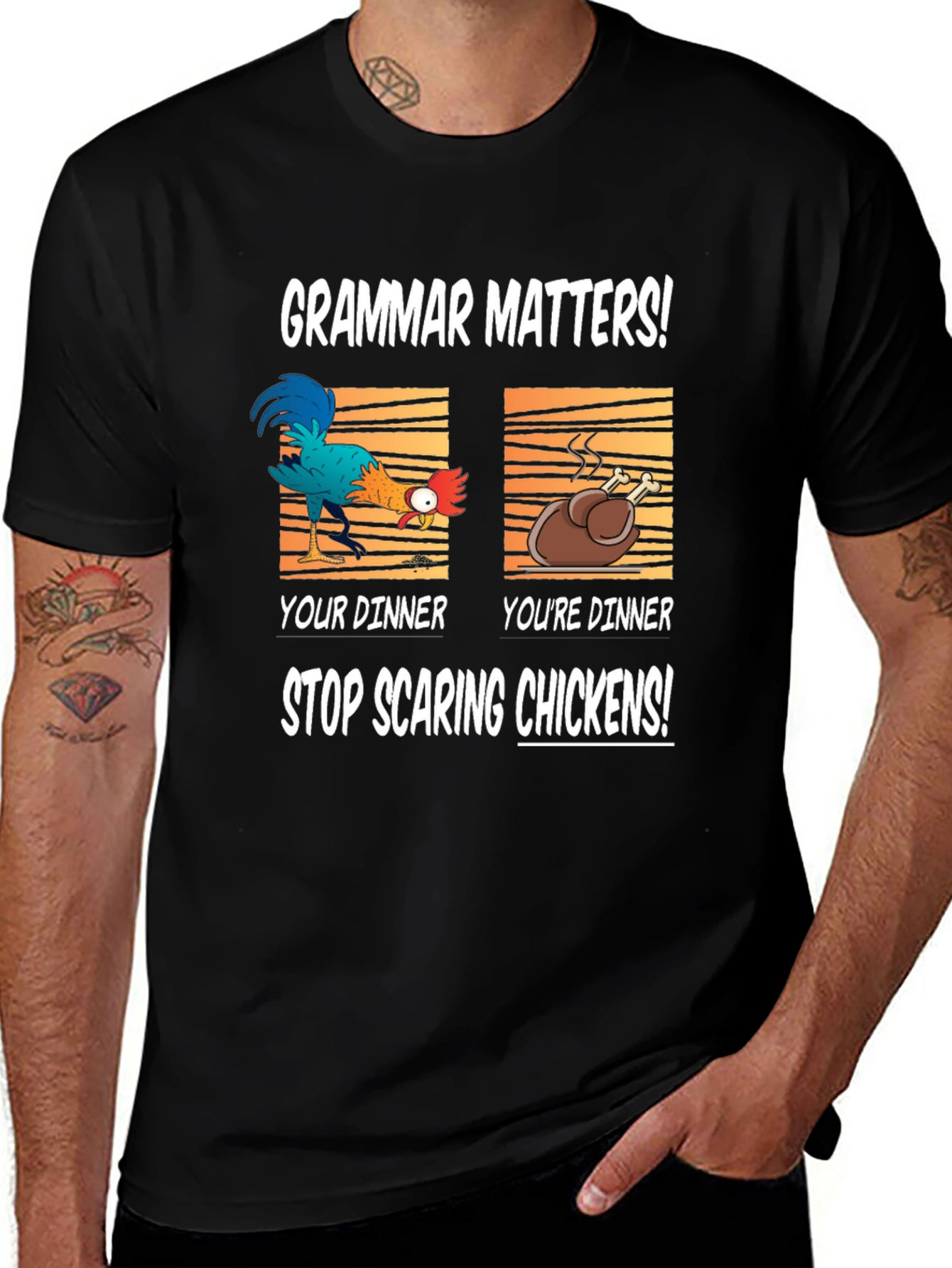 Grammar Matters Funny Chicken T-Shirt