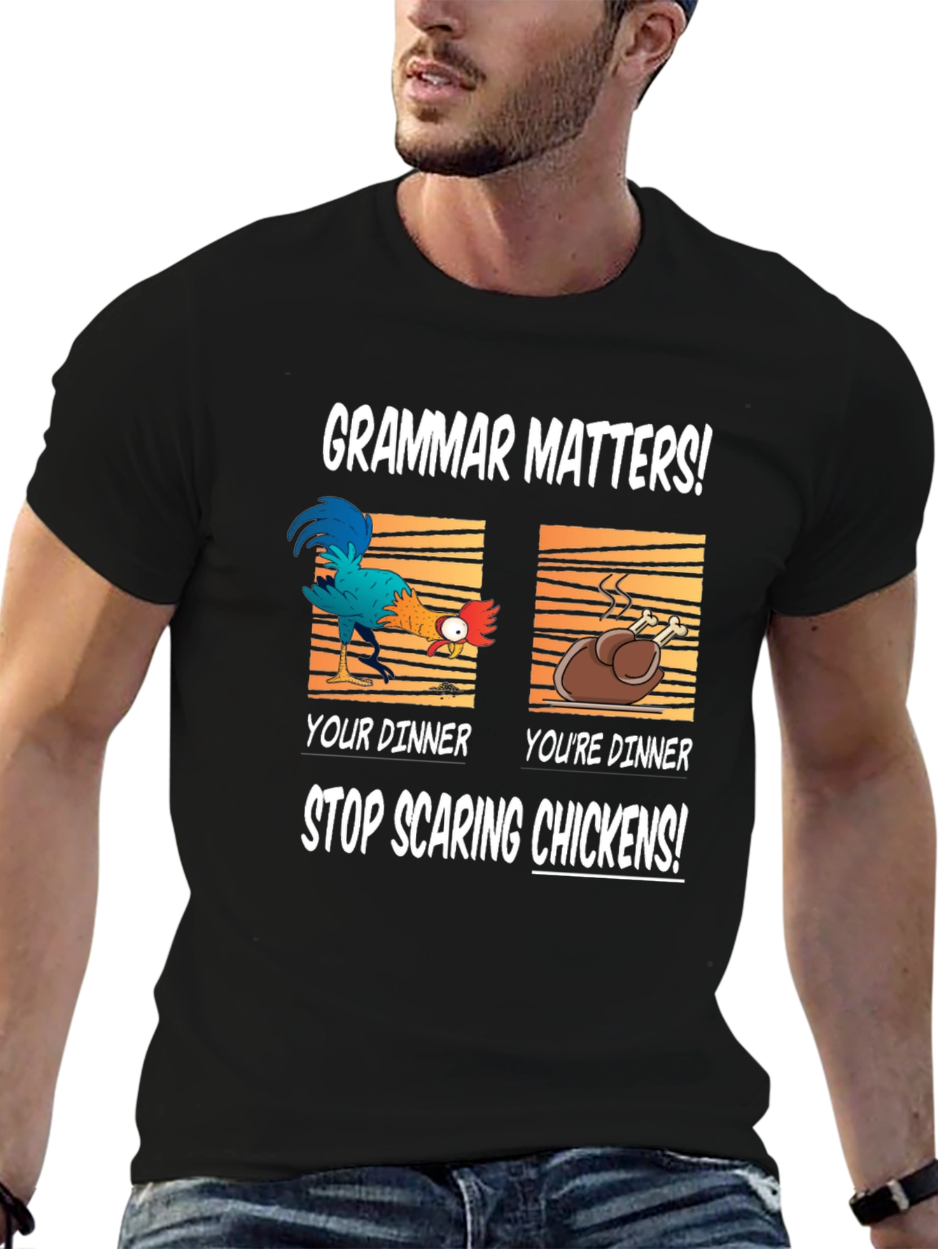 Grammar Matters Funny Chicken T-Shirt