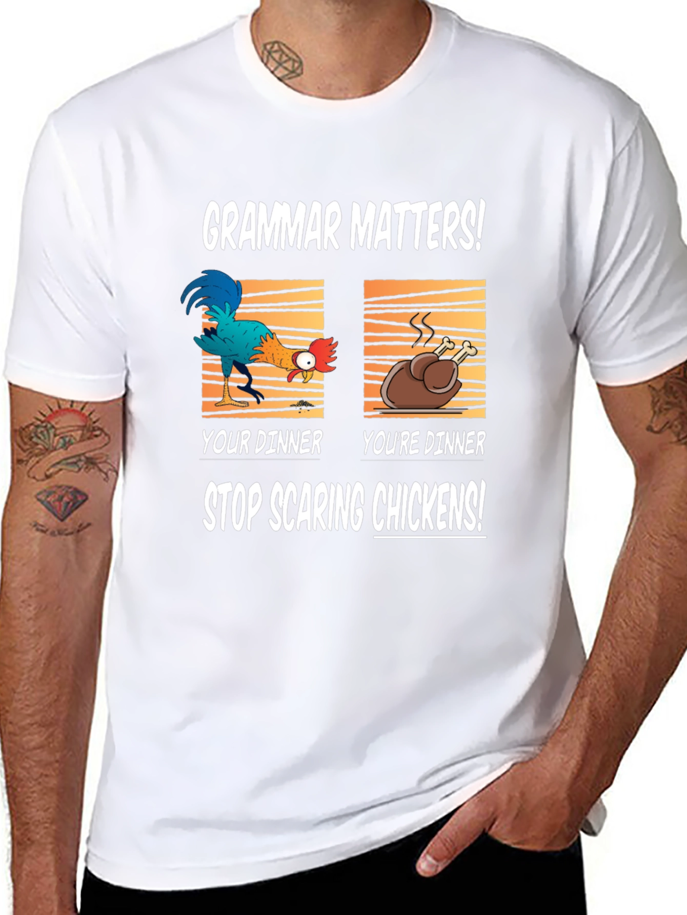 Grammar Matters Funny Chicken T-Shirt