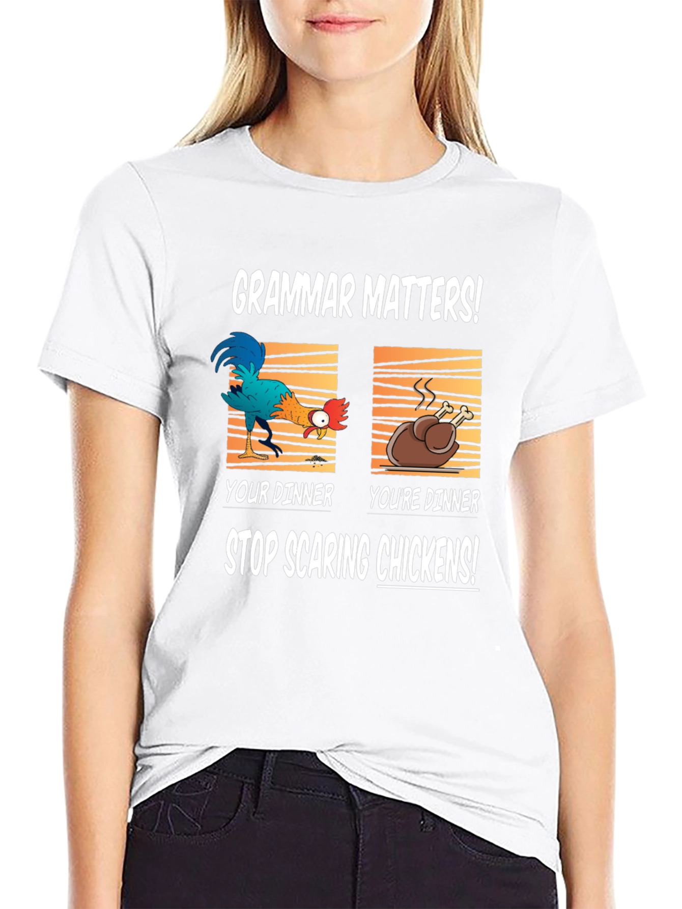 Grammar Matters Funny Chicken T-Shirt