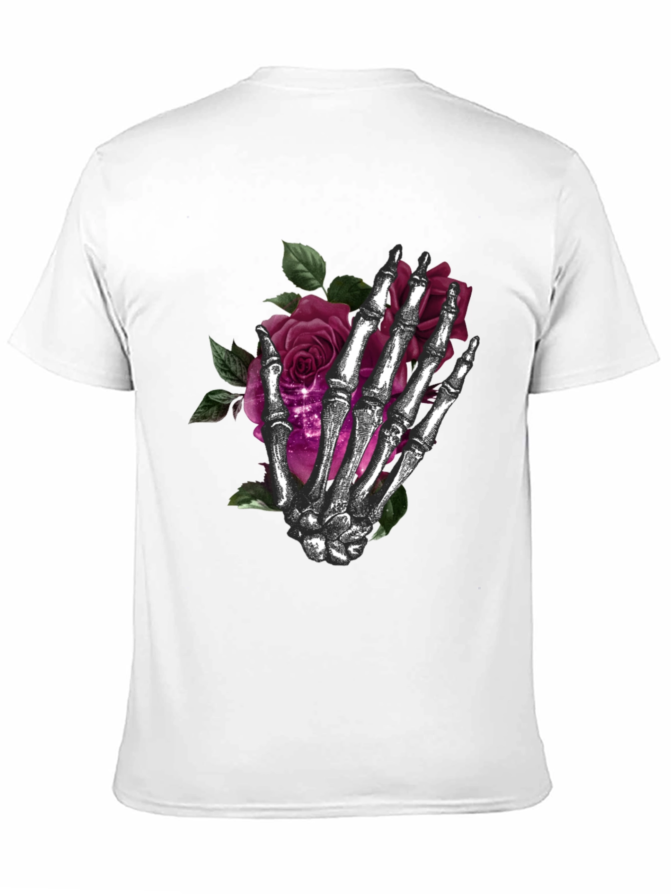 Skeleton Hand Roses Graphic T-Shirt - Dark Gothic Style