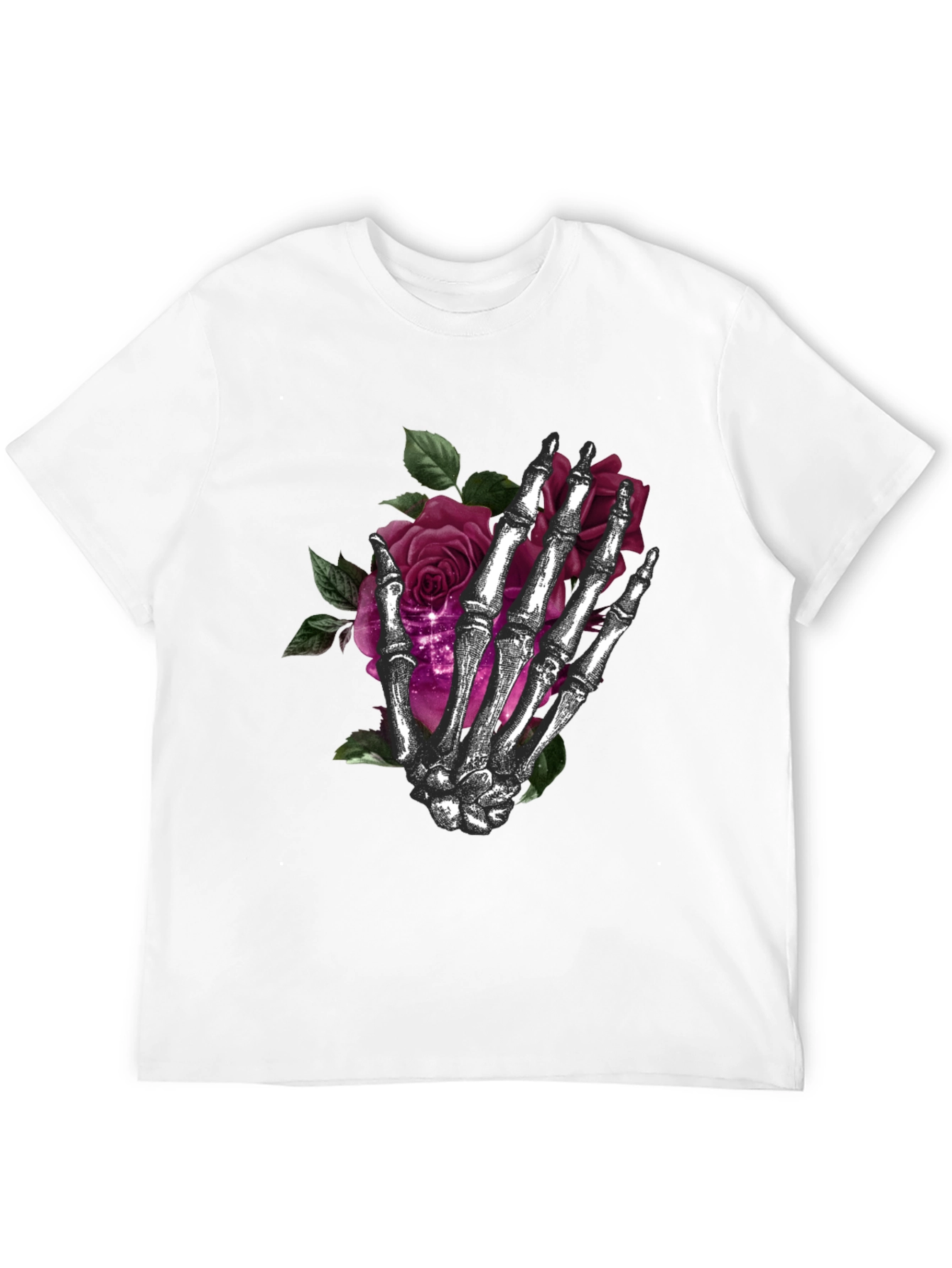 Skeleton Hand Roses Graphic T-Shirt - Dark Gothic Style