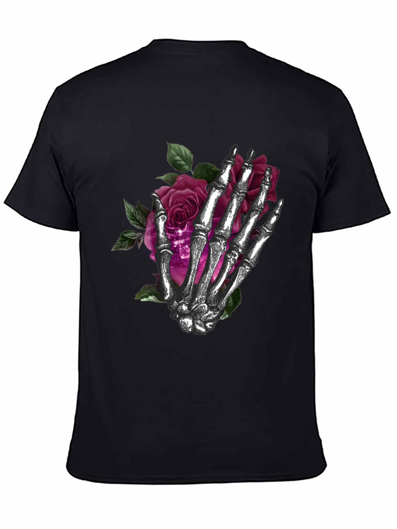 Skeleton Hand Roses Graphic T-Shirt - Dark Gothic Style