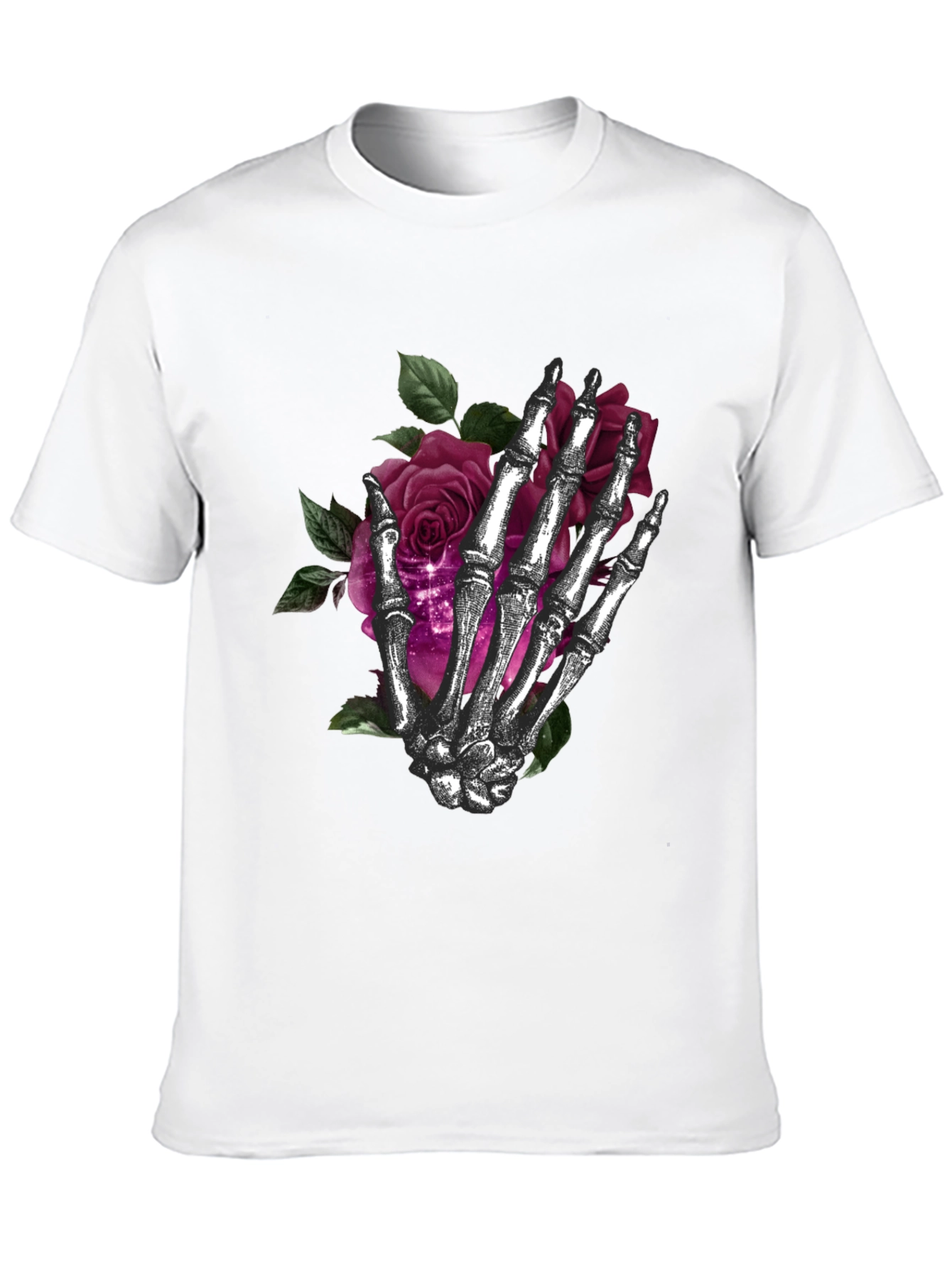 Skeleton Hand Roses Graphic T-Shirt - Dark Gothic Style
