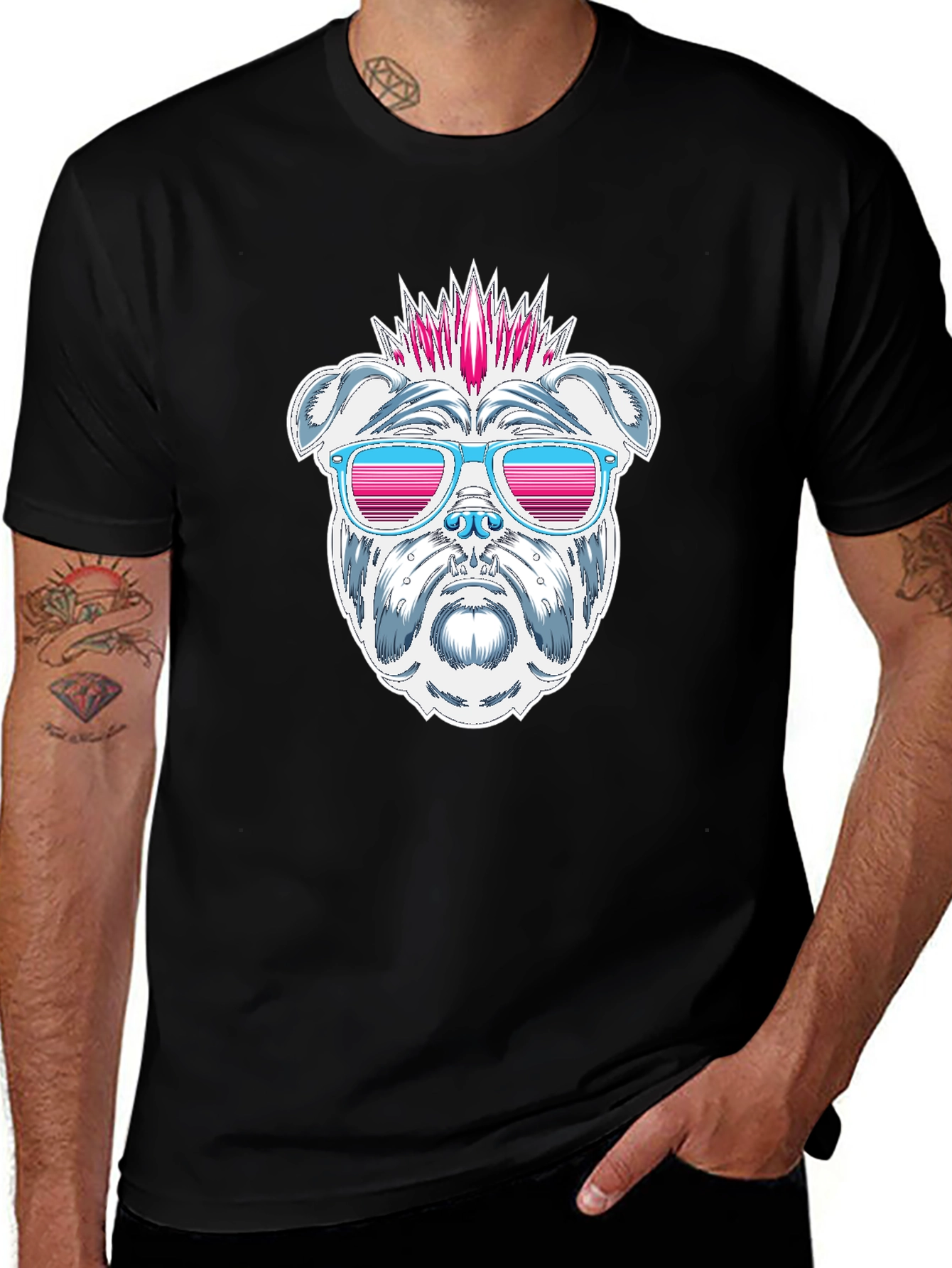 Cool Bulldog Graphic T-Shirt - Black