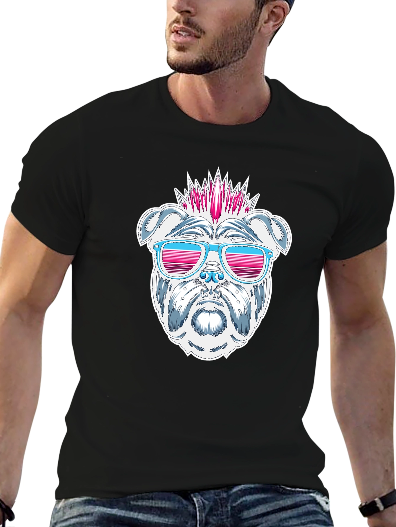 Cool Bulldog Graphic T-Shirt - Black