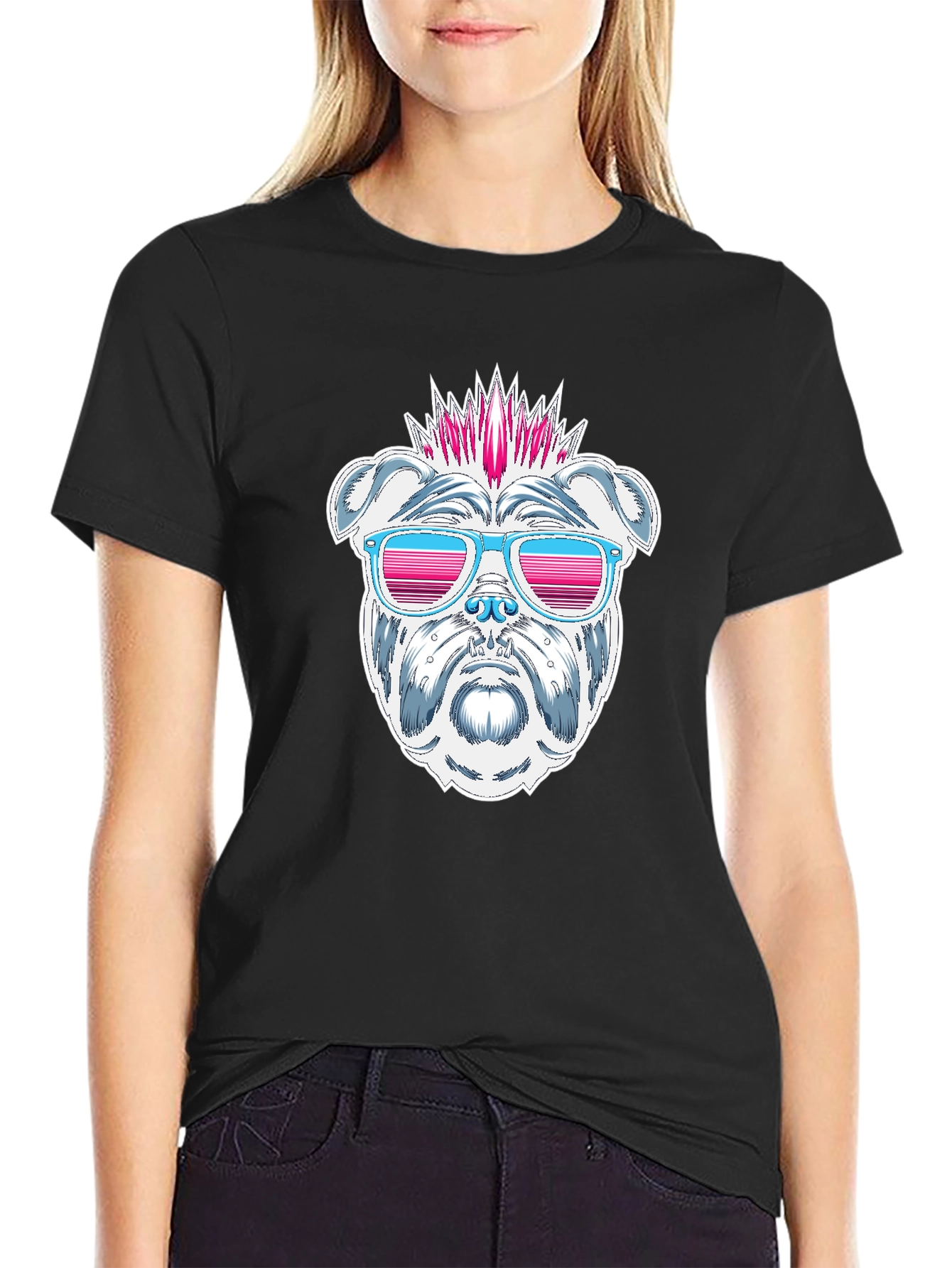 Cool Bulldog Graphic T-Shirt - Black