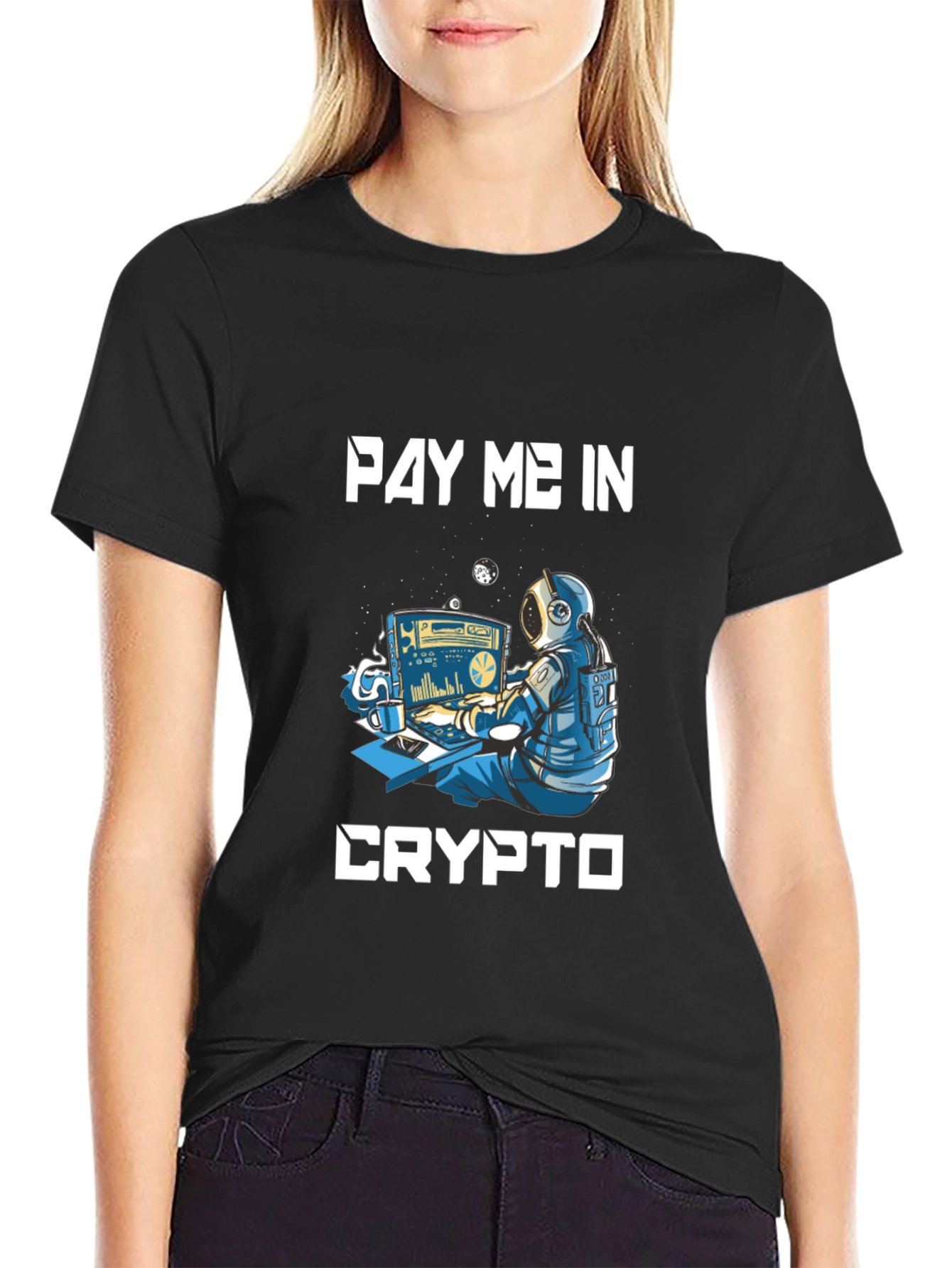 Pay Me in Crypto T-Shirt - Astronaut Trader Design