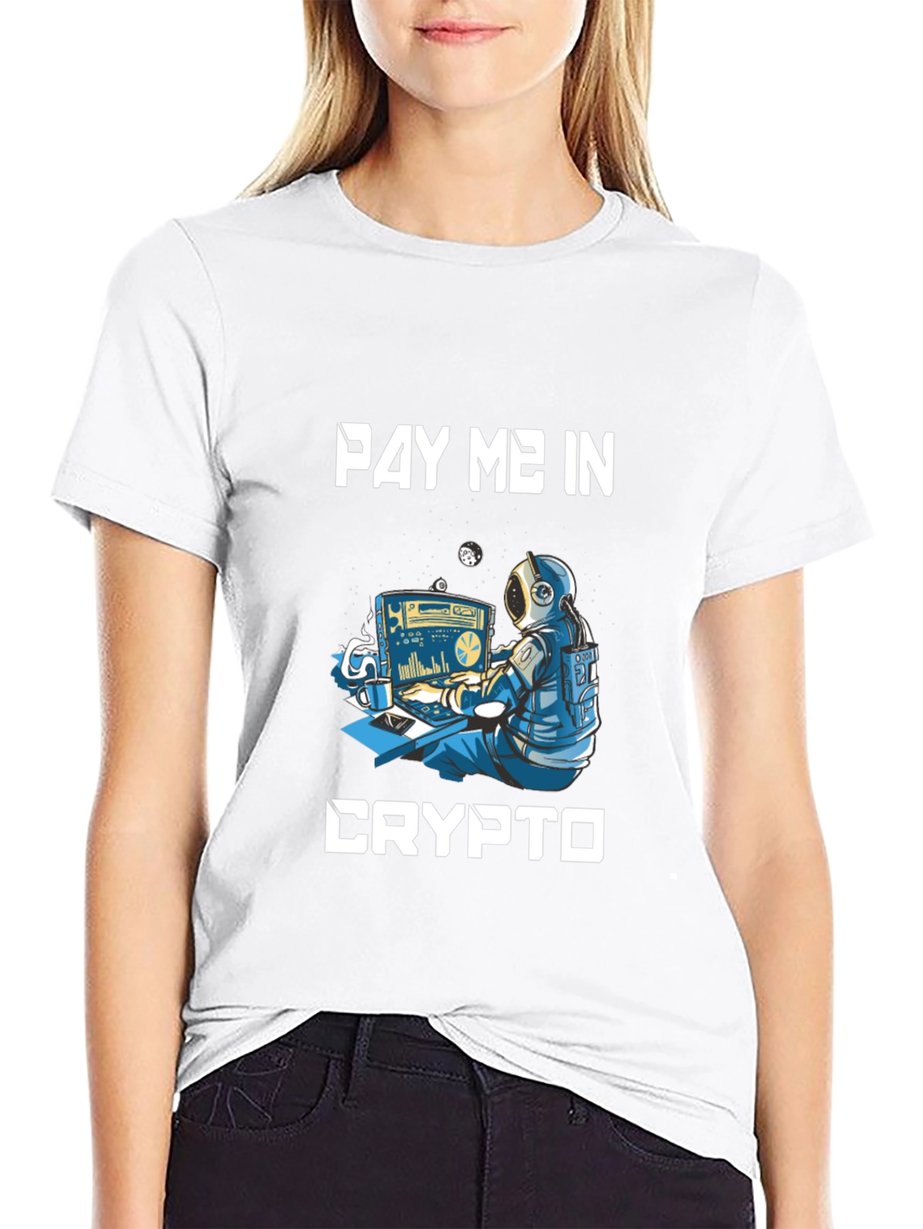 Pay Me in Crypto T-Shirt - Astronaut Trader Design