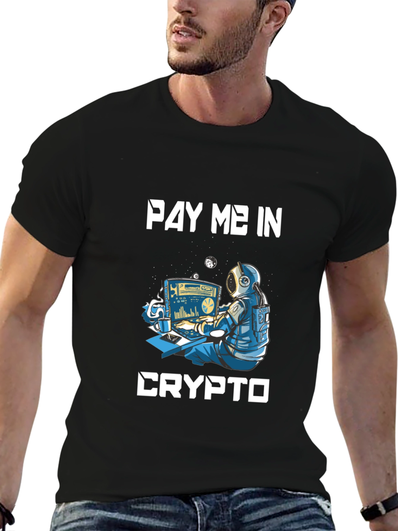 Pay Me in Crypto T-Shirt - Astronaut Trader Design