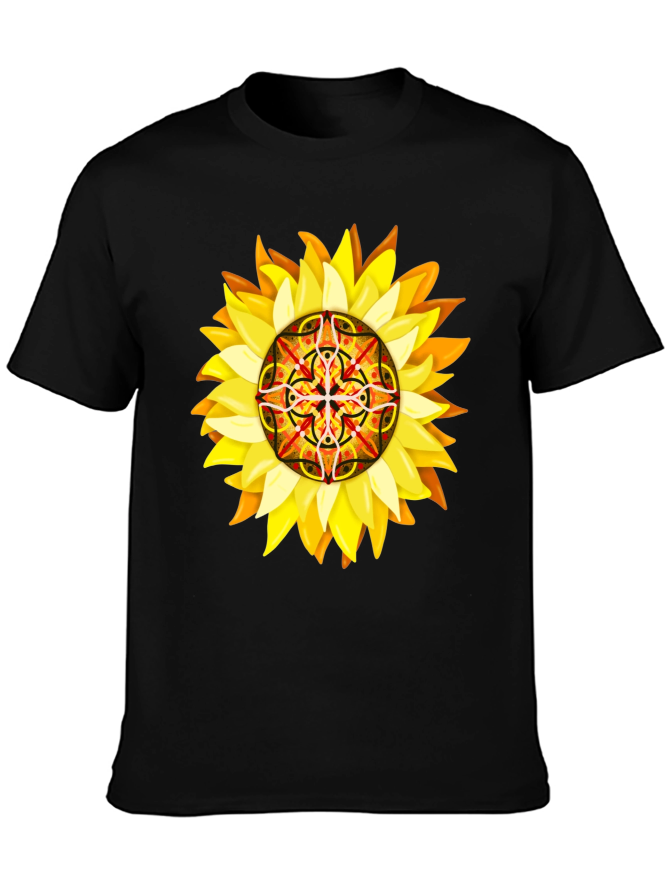 Sunflower Mandala Graphic Tee - Unique Design