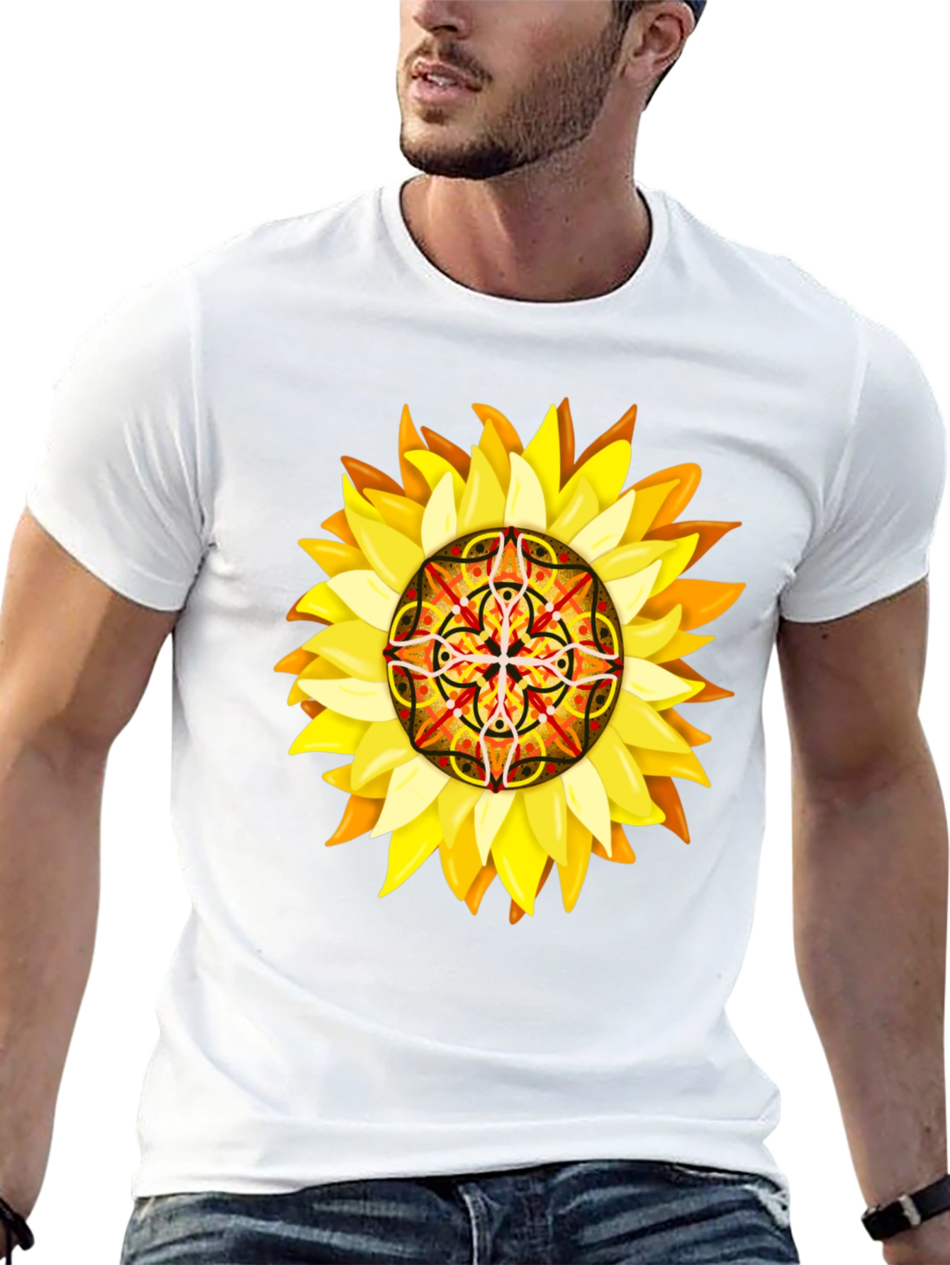 Sunflower Mandala Graphic Tee - Unique Design