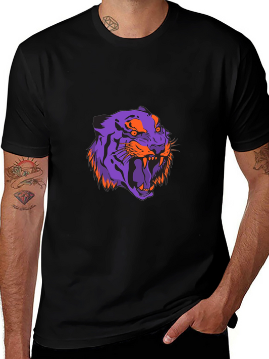 Bold Tiger Graphic Tee - Black Cotton Blend