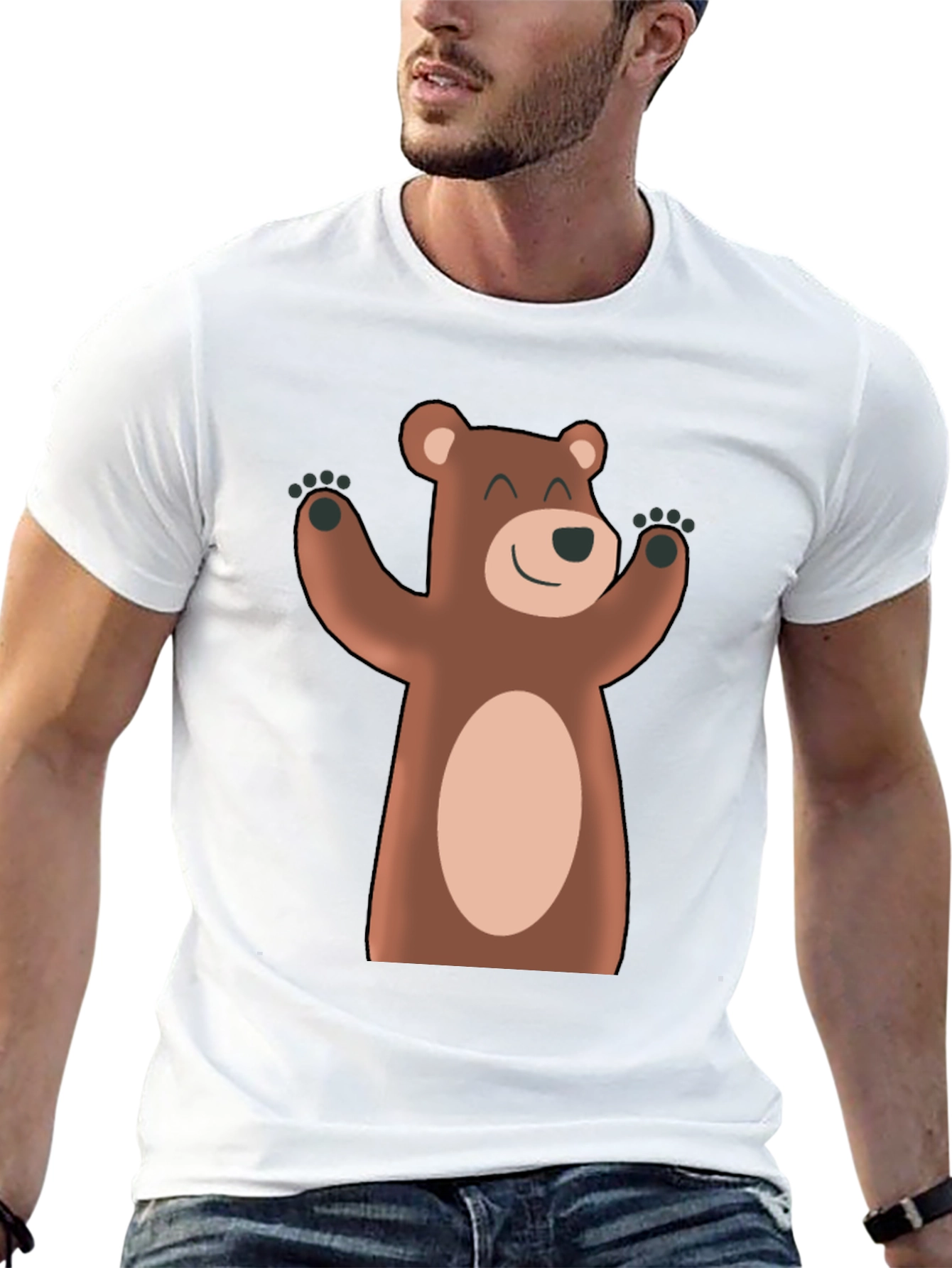 Cute Cartoon Bear Black T-Shirt