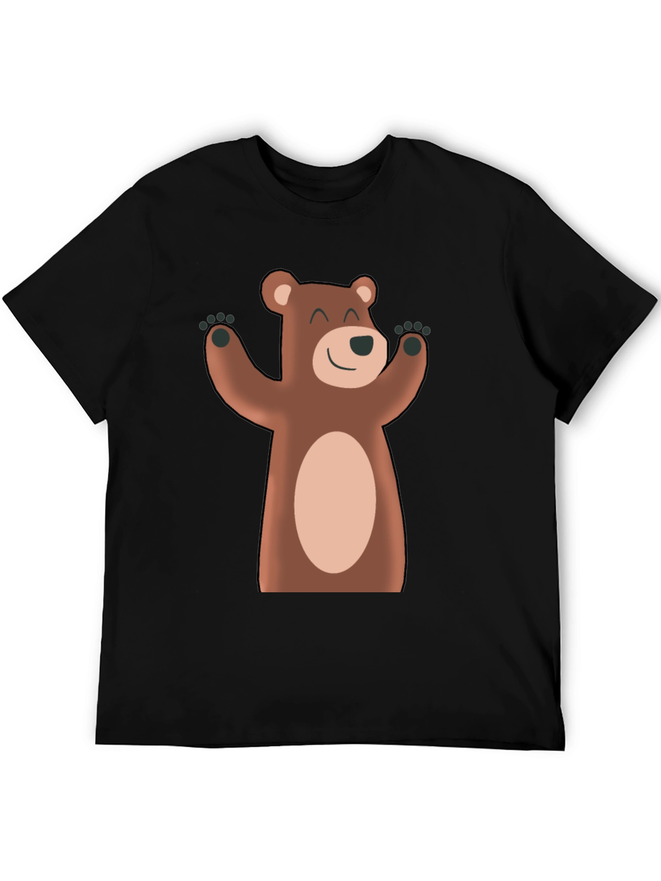 Cute Cartoon Bear Black T-Shirt