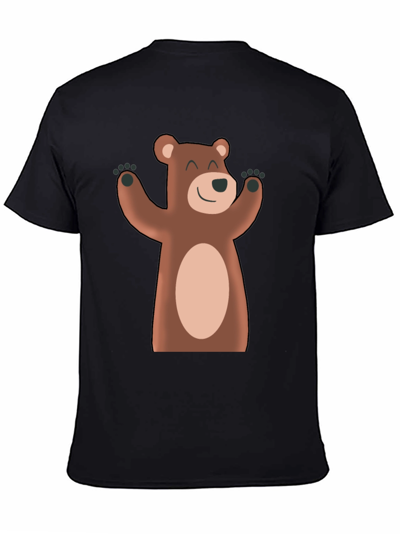 Cute Cartoon Bear Black T-Shirt