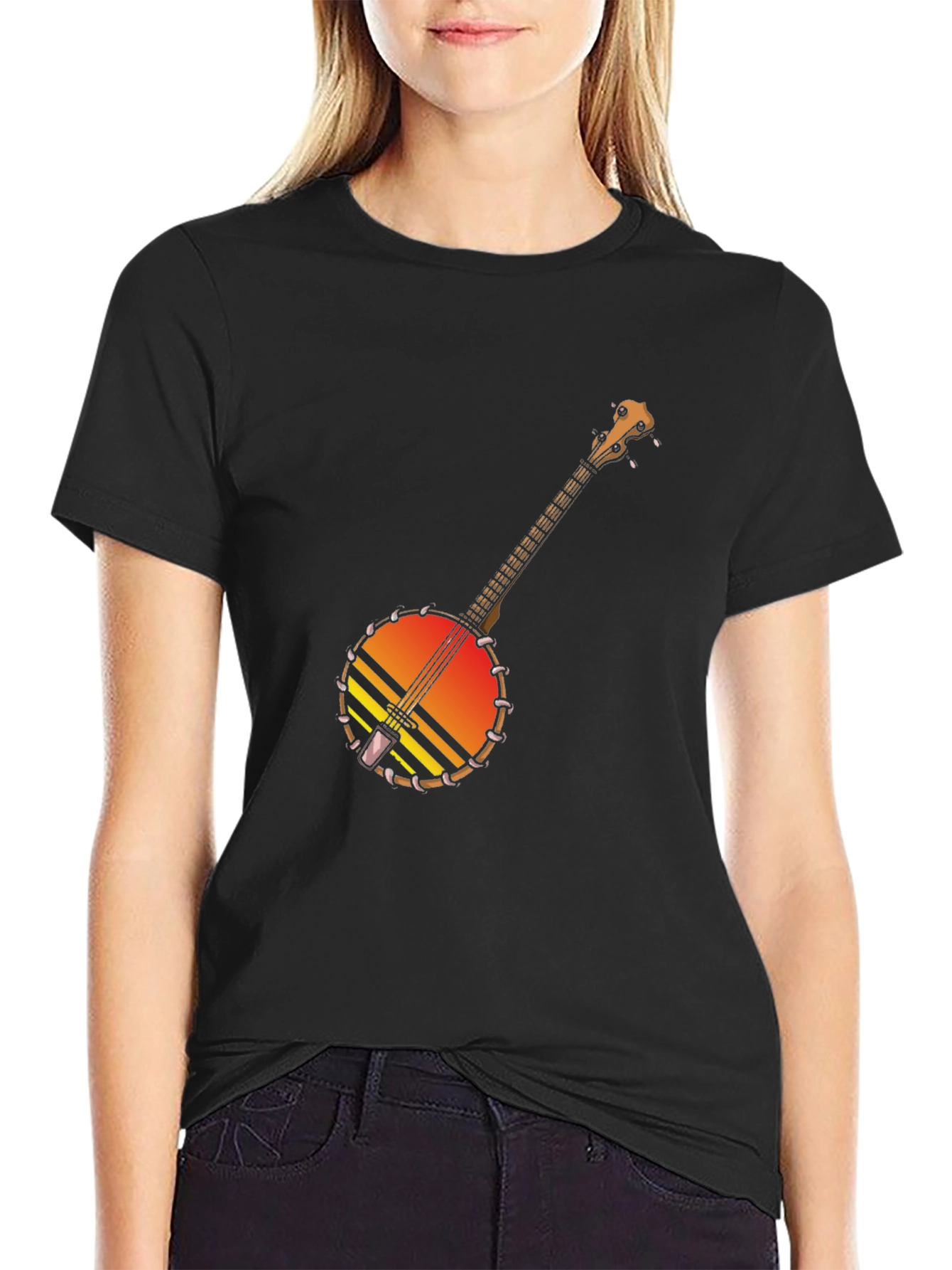 Banjo Sunset Graphic Tee - Black Cotton T-Shirt
