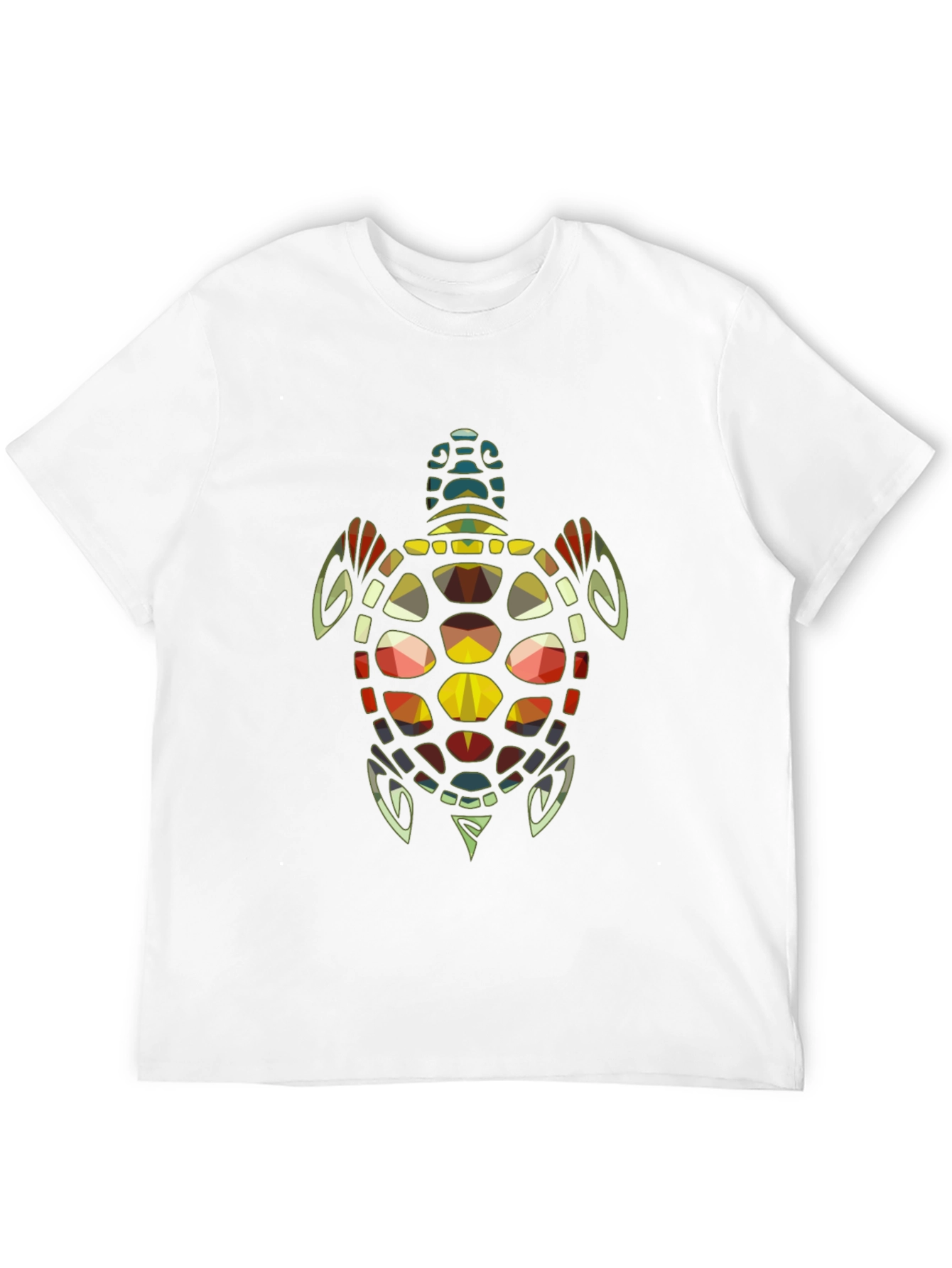 Geometric Turtle Graphic Print Tee - Black