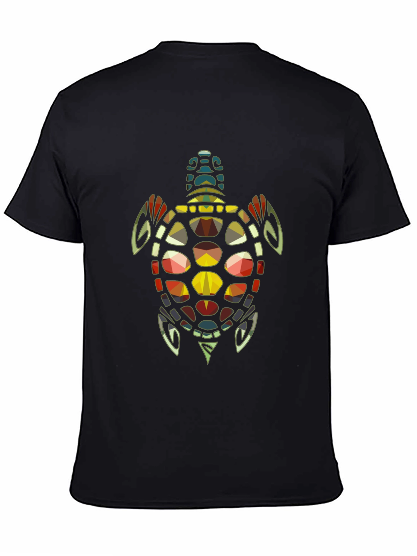 Geometric Turtle Graphic Print Tee - Black