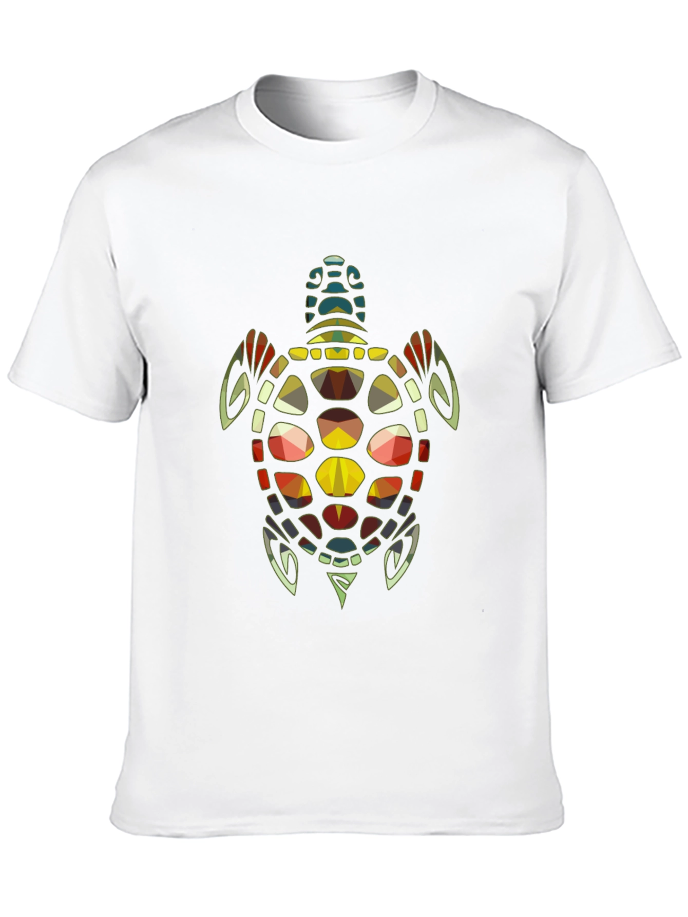 Geometric Turtle Graphic Print Tee - Black