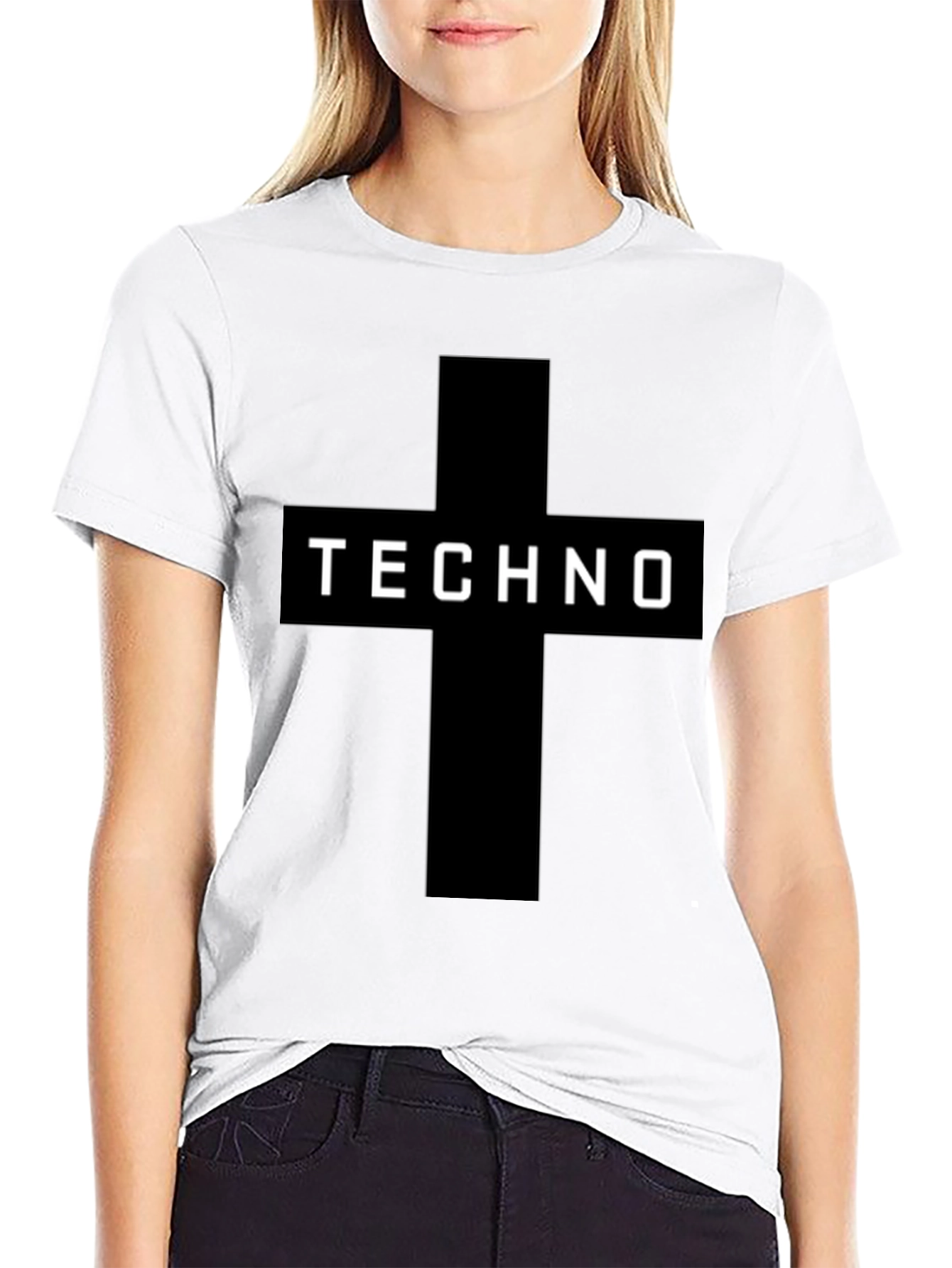 Techno Cross Graphic Black T-Shirt