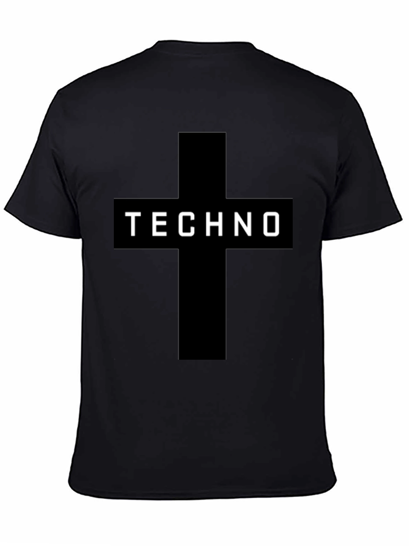 Techno Cross Graphic Black T-Shirt