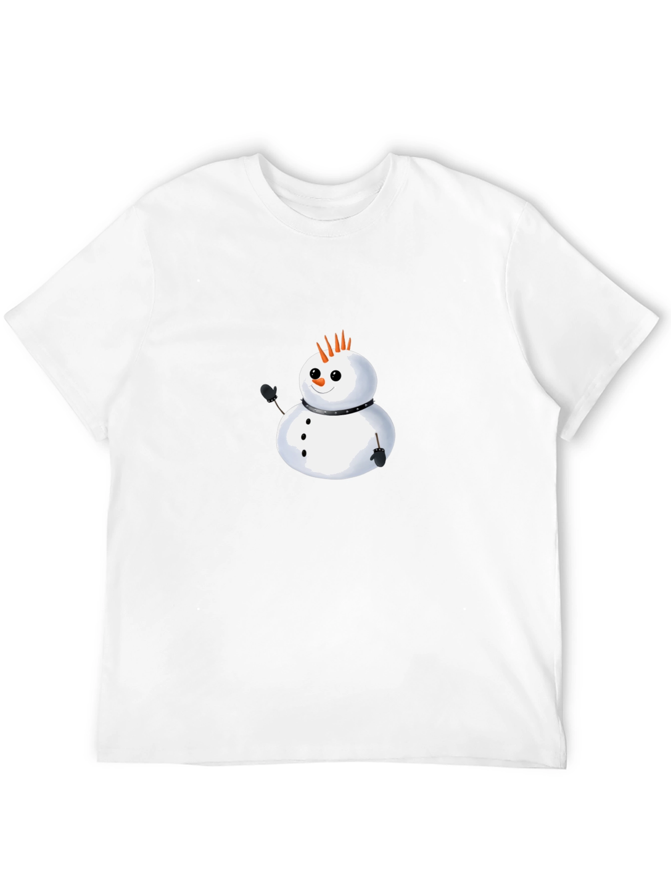 Punk Snowman Graphic Tee - Black Cotton T-Shirt