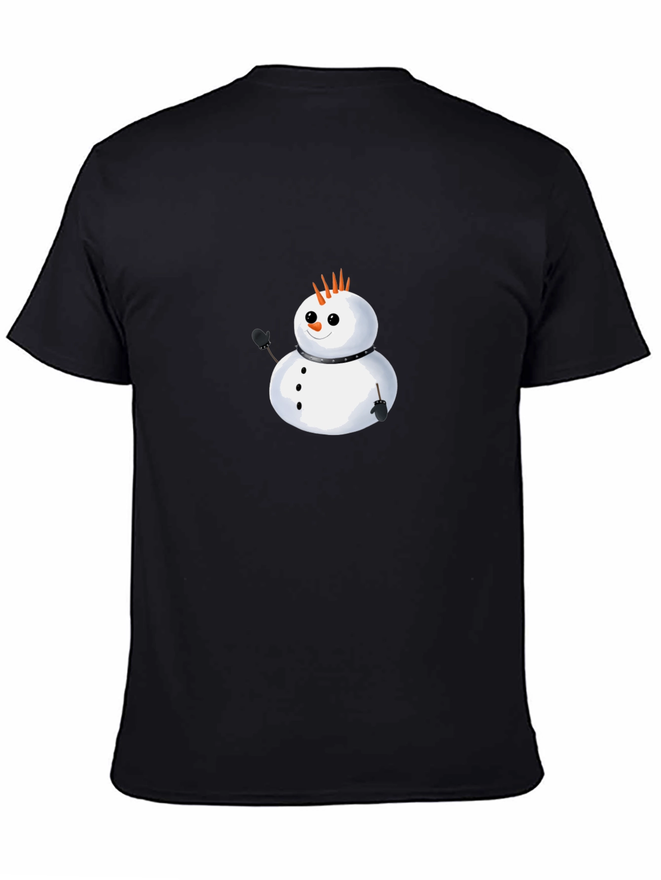 Punk Snowman Graphic Tee - Black Cotton T-Shirt