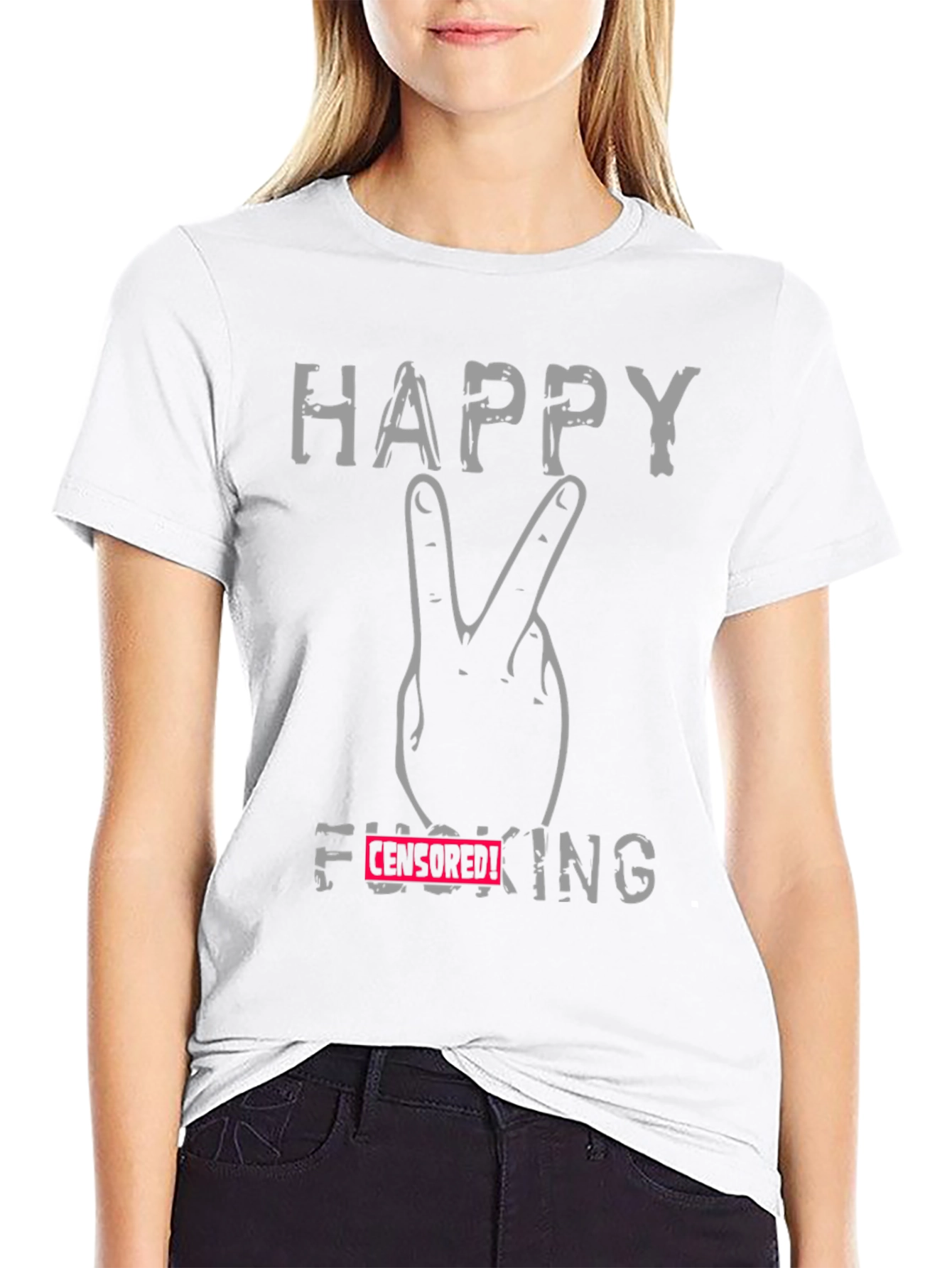 Happy Peace Sign Funny Graphic T-Shirt
