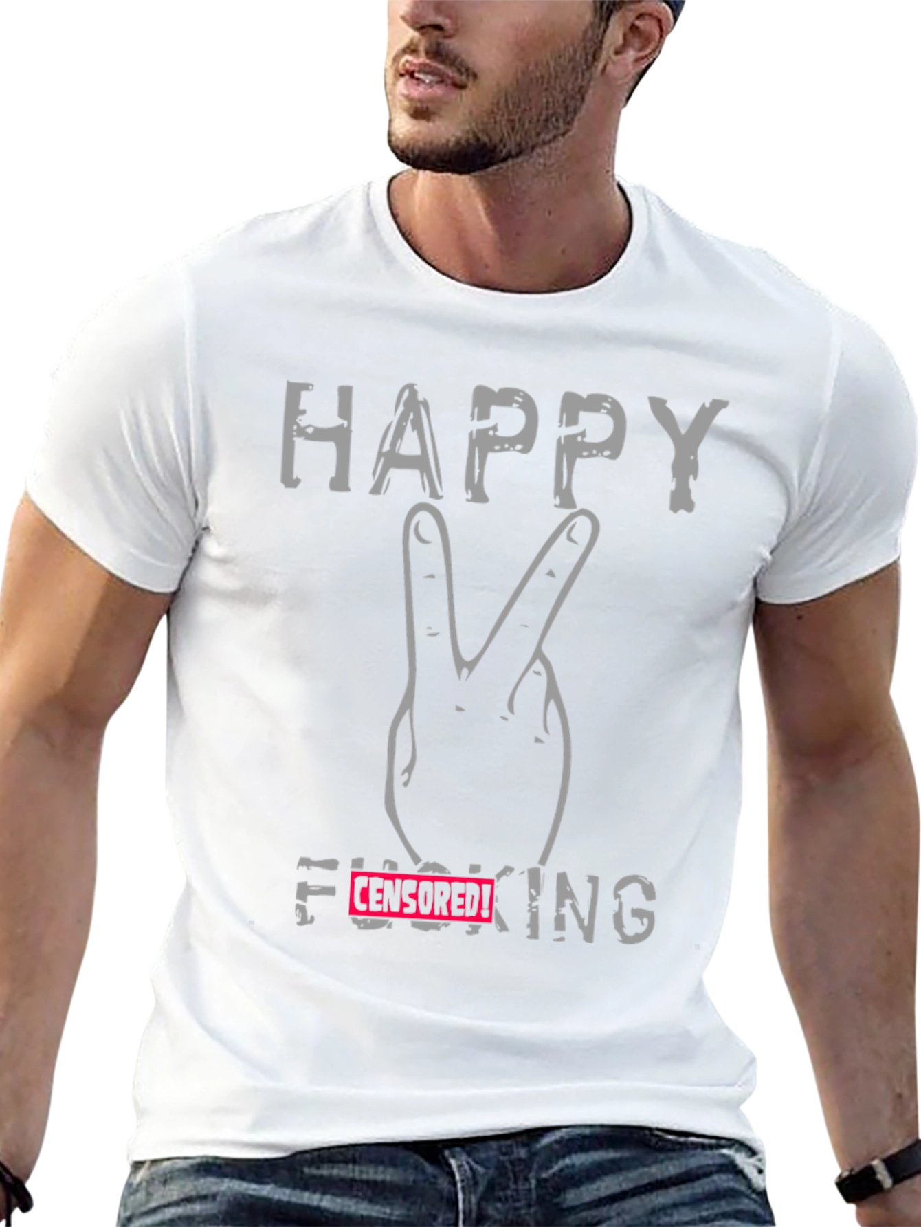 Happy Peace Sign Funny Graphic T-Shirt