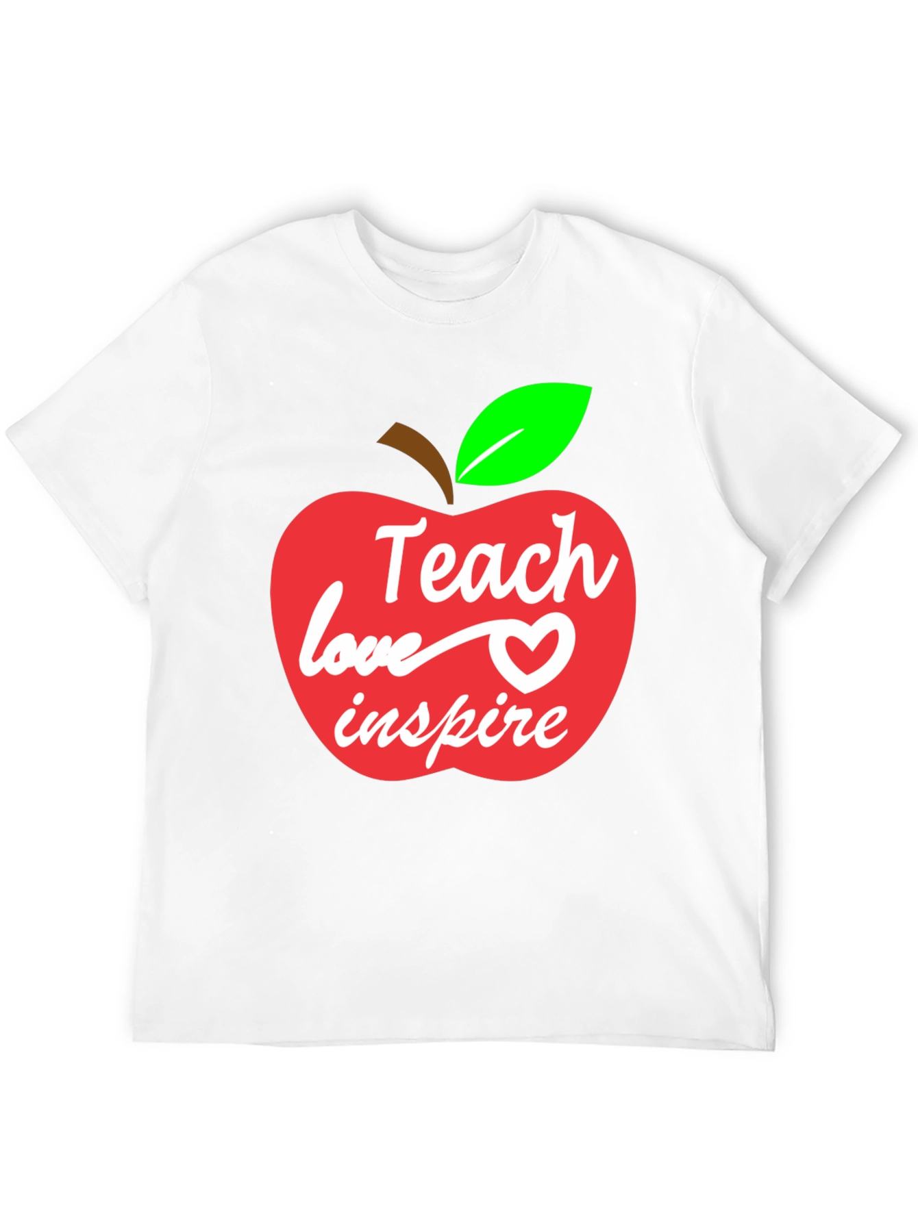 Teach Love Inspire Teacher Apple Graphic T-Shirt